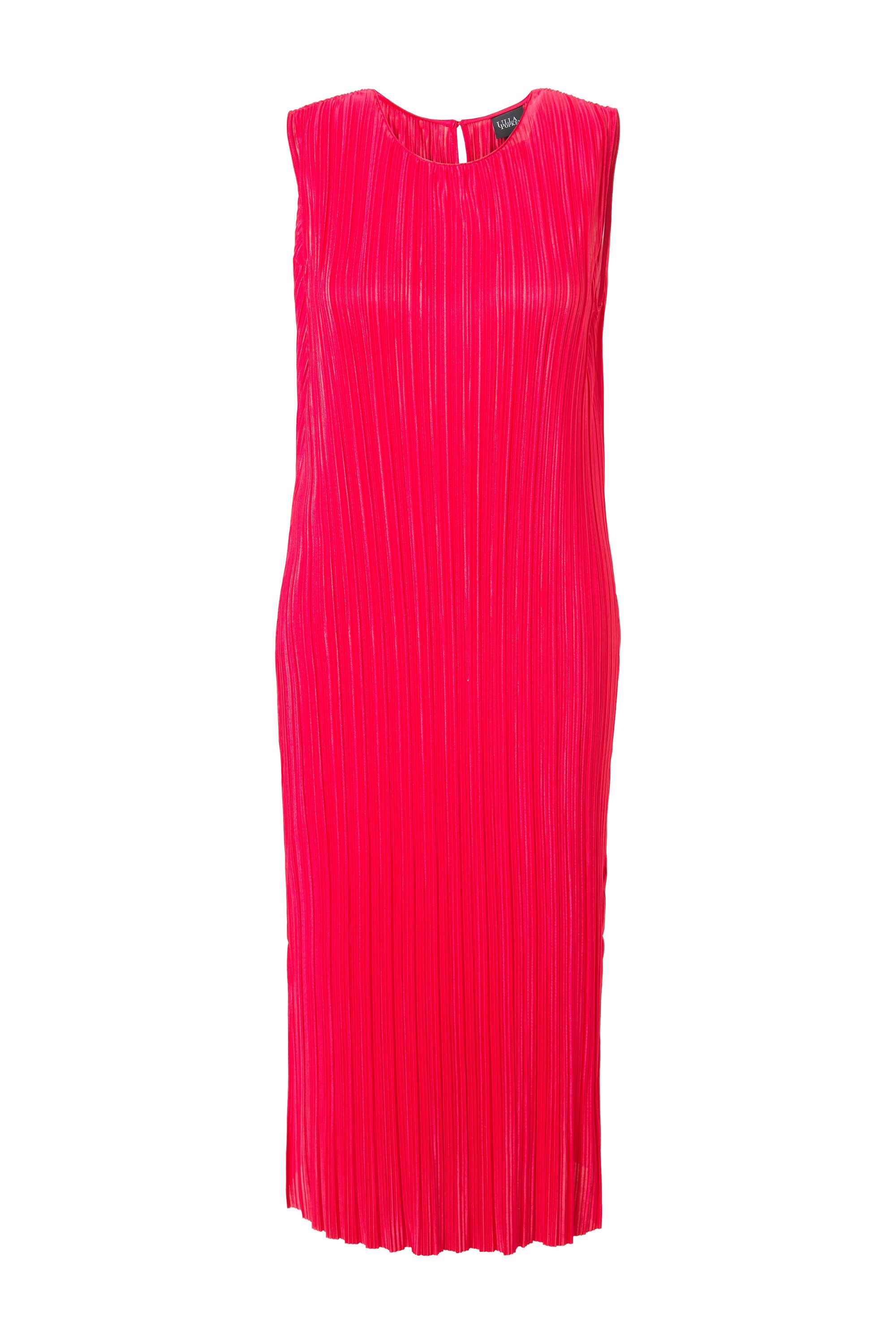 Ulla Popken Midikleid Plissee-Midikleid Rundhals ärmellos günstig online kaufen