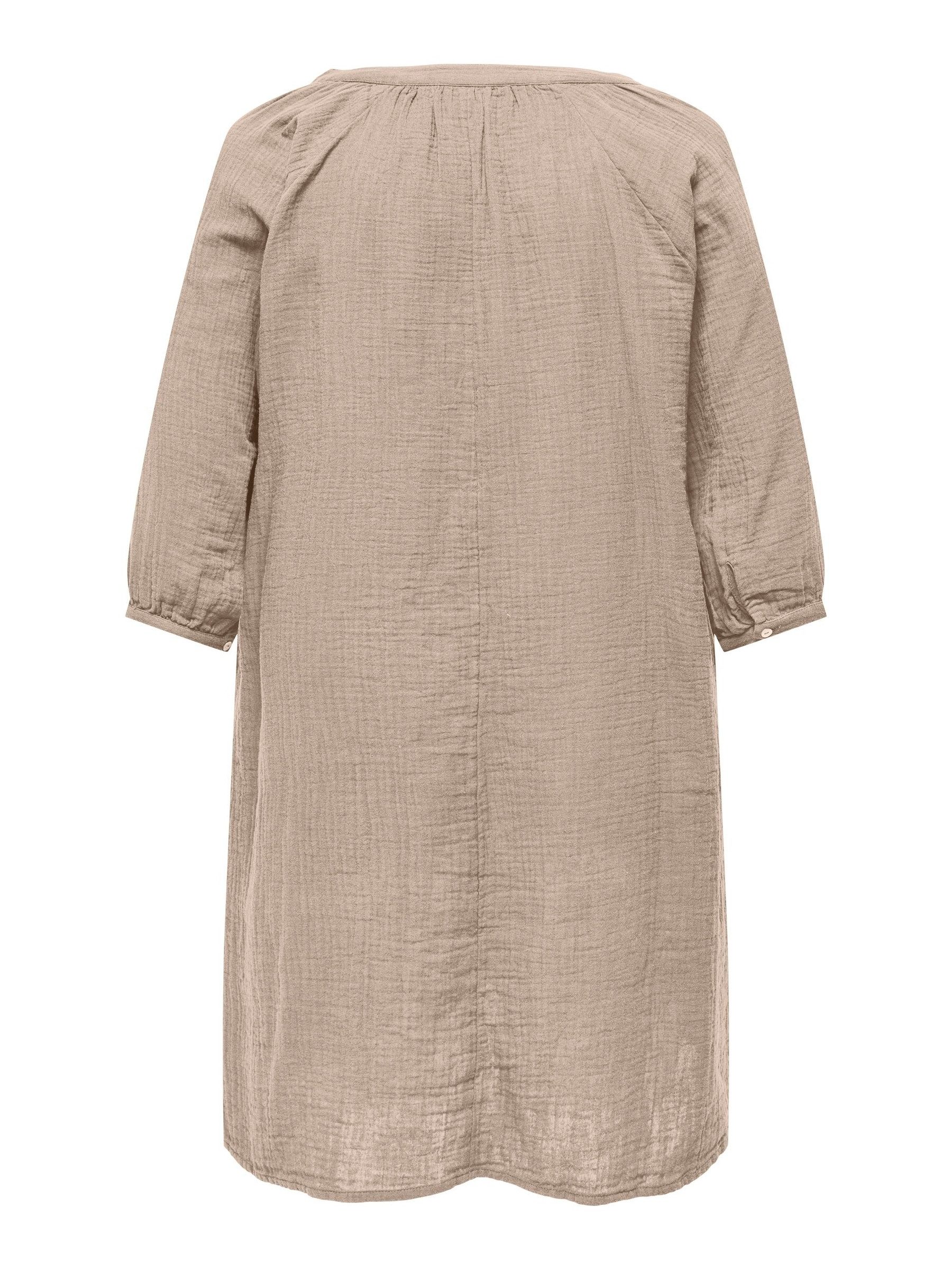 ONLY CARMAKOMA Shirtkleid Midi- V-Ausschnitt 3/4 Arm regular fit (lang) CARTHYRA 3/4 V-NECK KNEE DRESS WVN