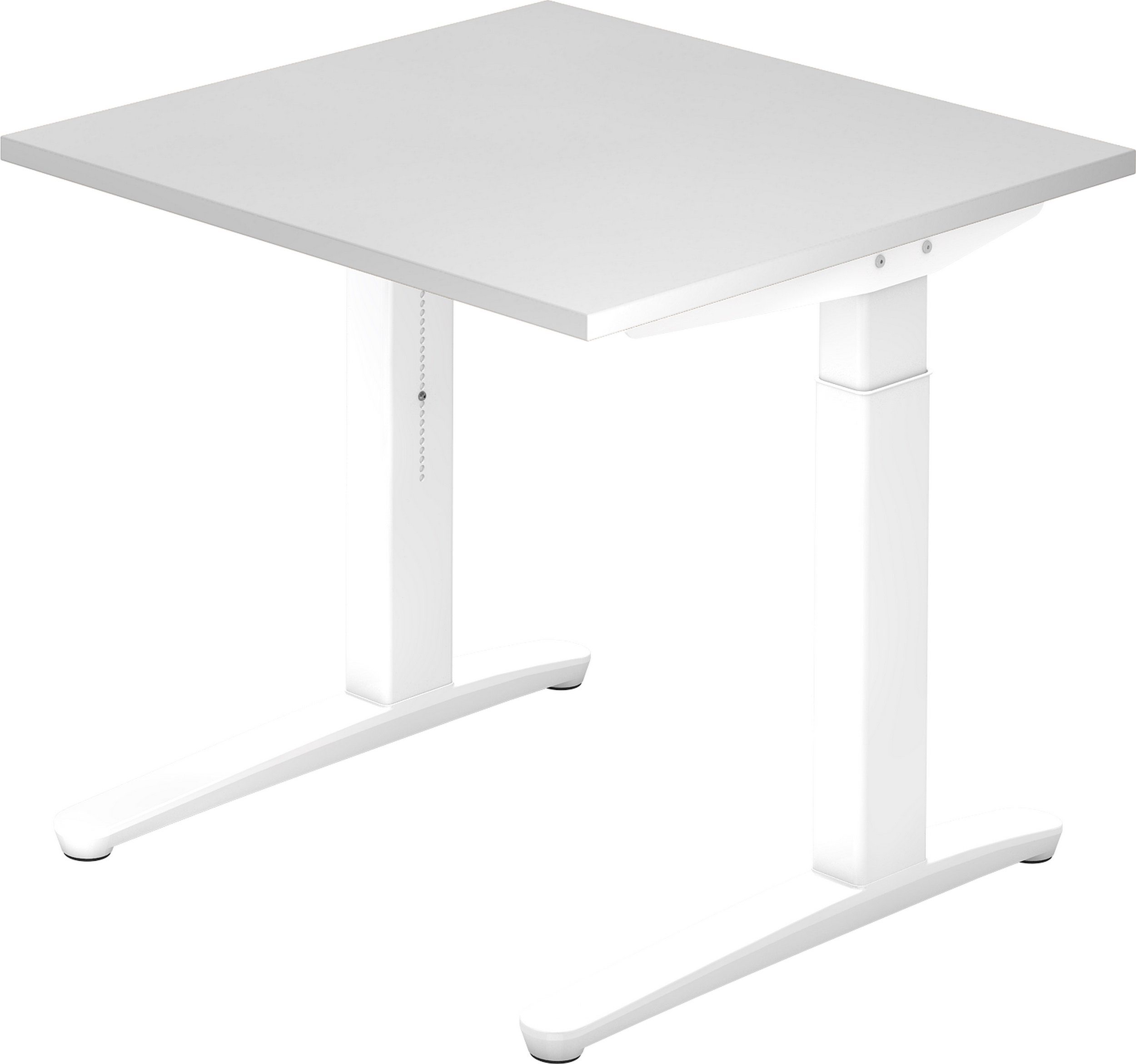 bümö Schreibtisch Schreibtisch Serie-XB, Quadrat: 80 x 80 cm - Dekor: Weiß - Gestell: Weiß