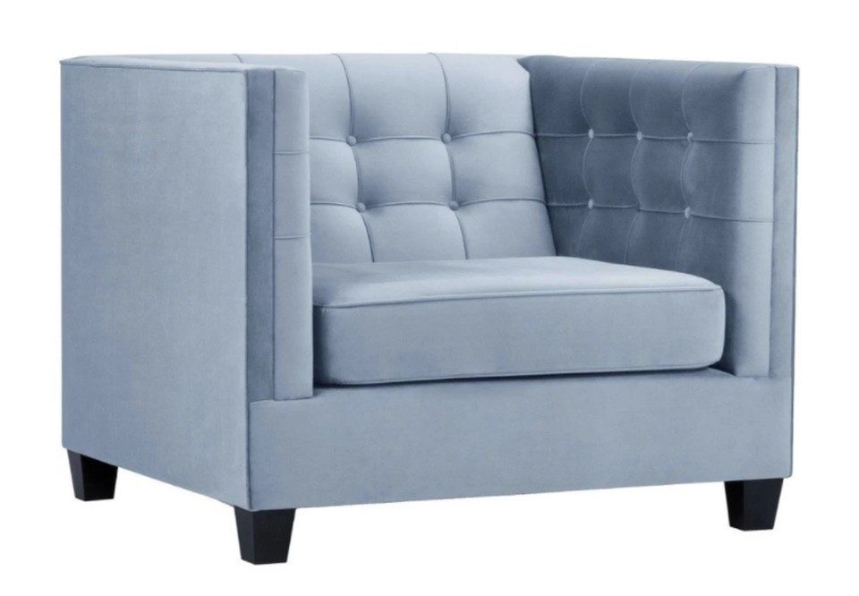 Xlmoebel Chesterfield-Sessel Blauer Sessel aus Textil für modernes Wohnzimmerdesign (1-St), Made in Europa