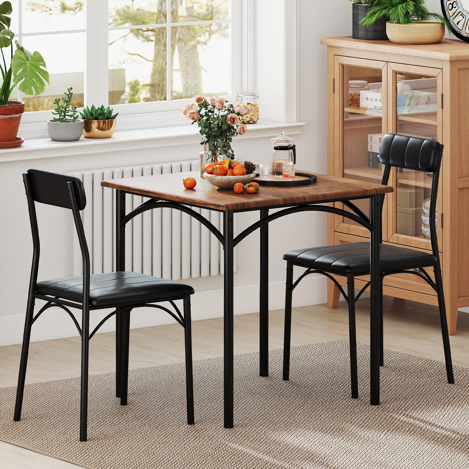 COSTWAY Essgruppe, (3-tlg), Esstisch mit 2 günstig online kaufen