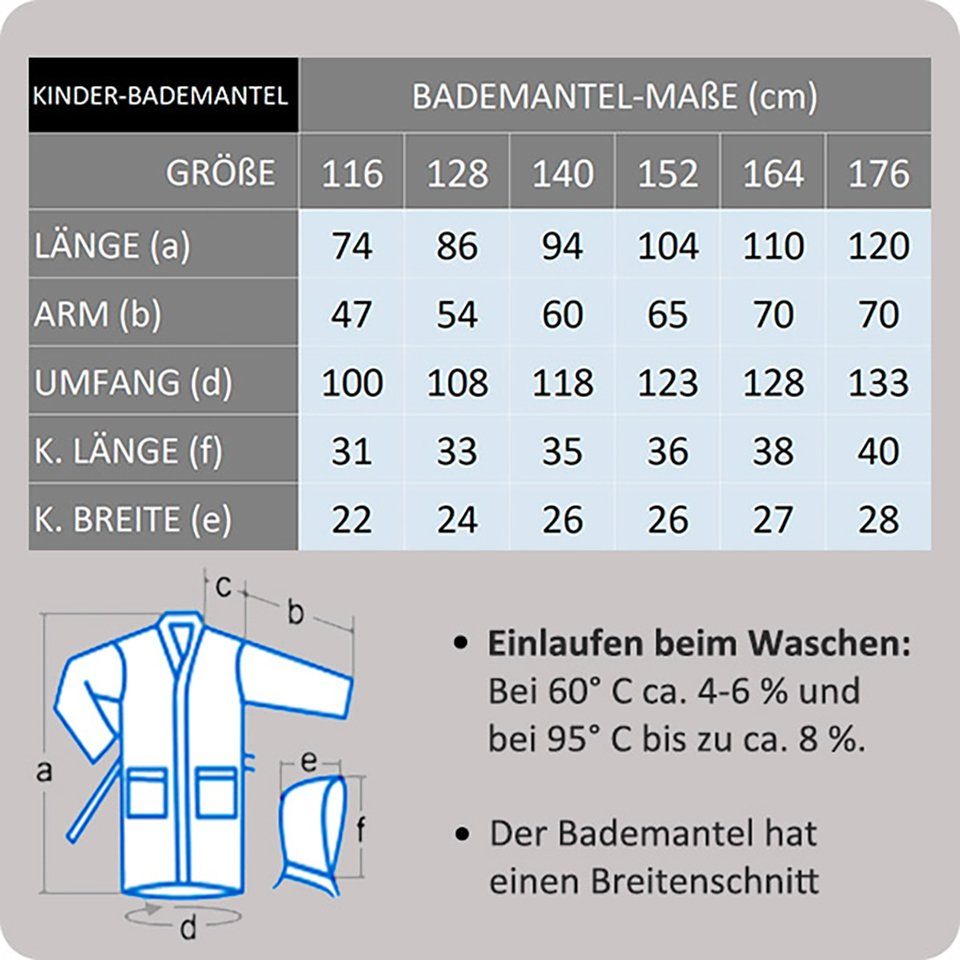 Arus Kinderbademantel für Jungen und Kapuze, Taschen, farbenfroh 100% Mädchen, Baumwolle, mit mit zwei Royalblau