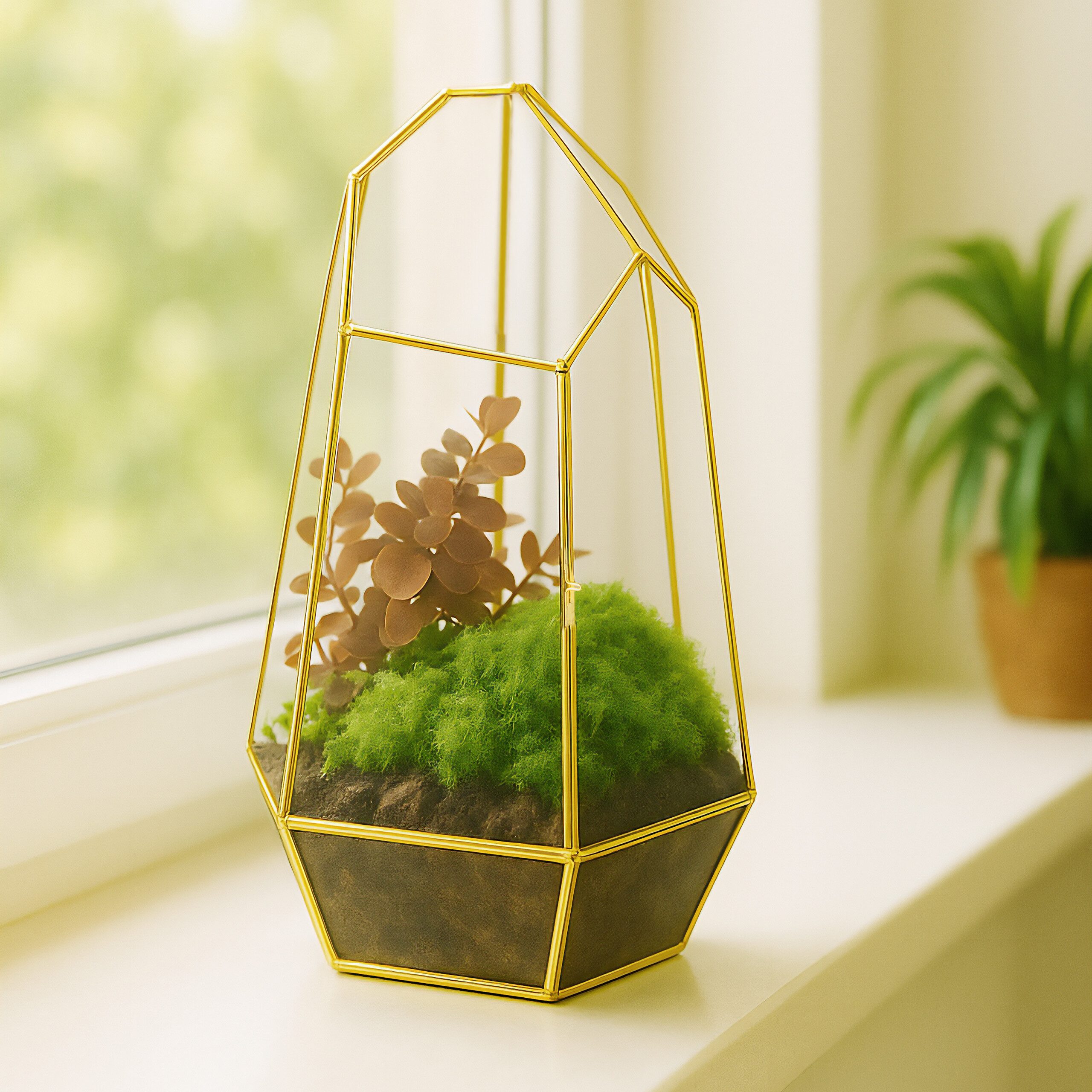 relaxdays Gewächshaus Geometrisches Pflanzenterrarium aus Glas, günstig online kaufen