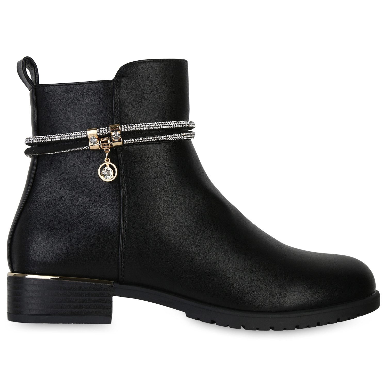 VAN HILL 840507 Stiefelette Damen Stiefeletten Andrea mit edlem Strassbesatz und Profilsohle – Bild 2 von 4
