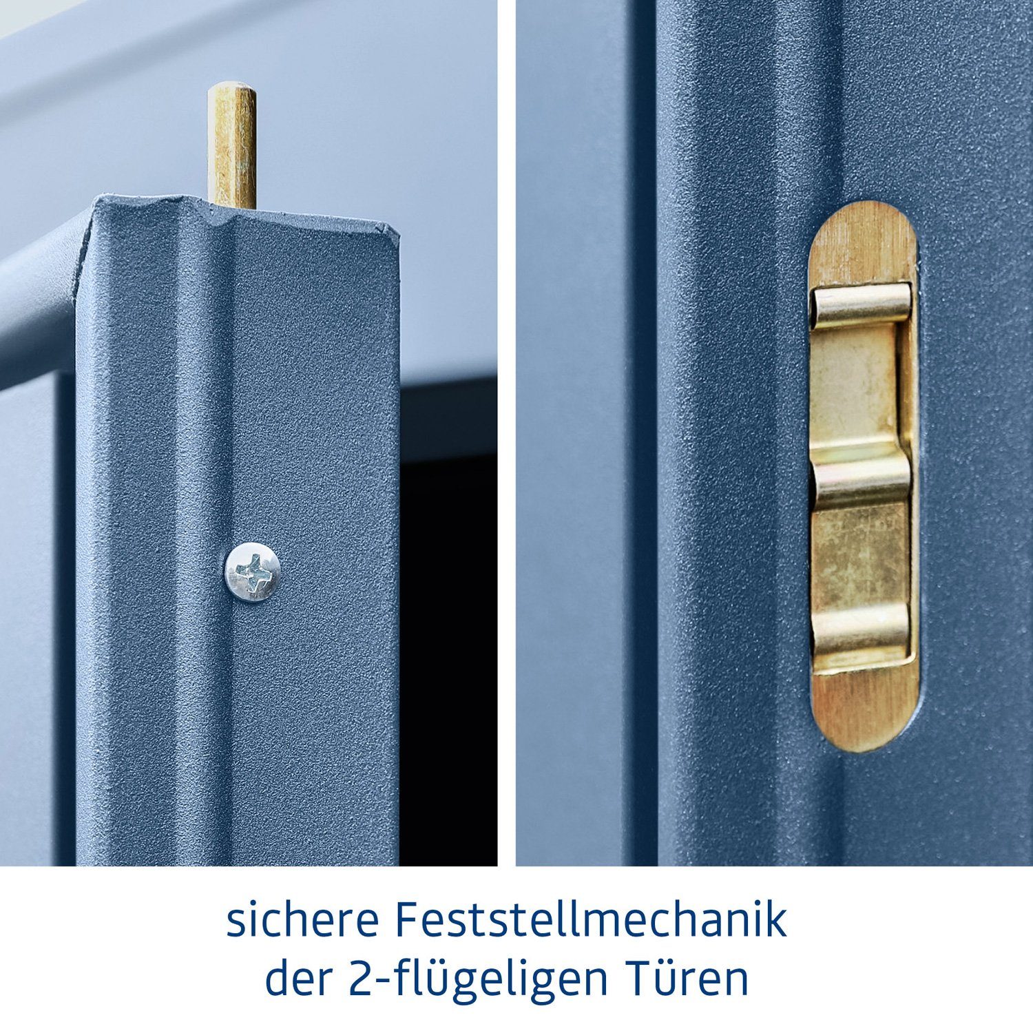 2-flüglige Gerätehaus Hörmann Pultdach Typ taubenblau Metall-Gerätehaus Trend Tür Ecostar mit 3,