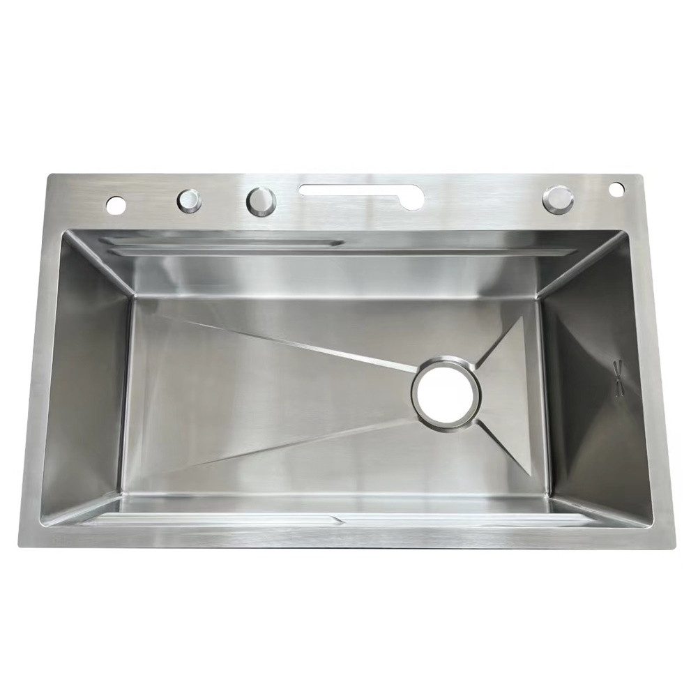 Faizee Home Küchenspüle Nano Innovative Wasserfall Geschirrspülbecken 75 x 45 cm mit Armatur