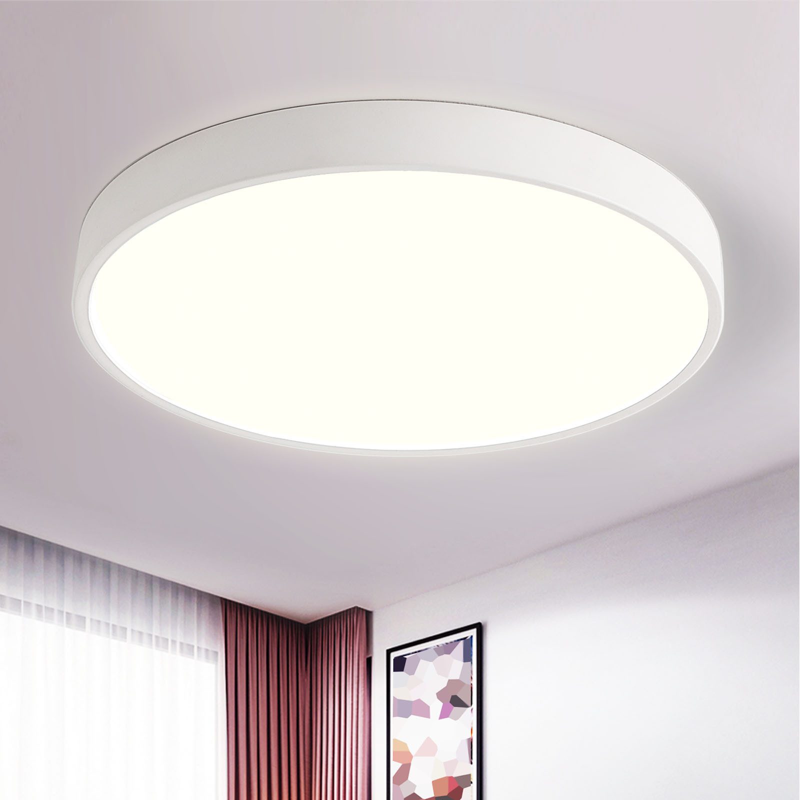 style home LED Deckenleuchte Deckenlampe, 12W-Ø23x5cm, LED fest integriert, Warmweiß 3000K, nicht dimmbar ohne Fernbedienung, für Küche Diele Flur Balkon, 23x23x5 cm, Weiß