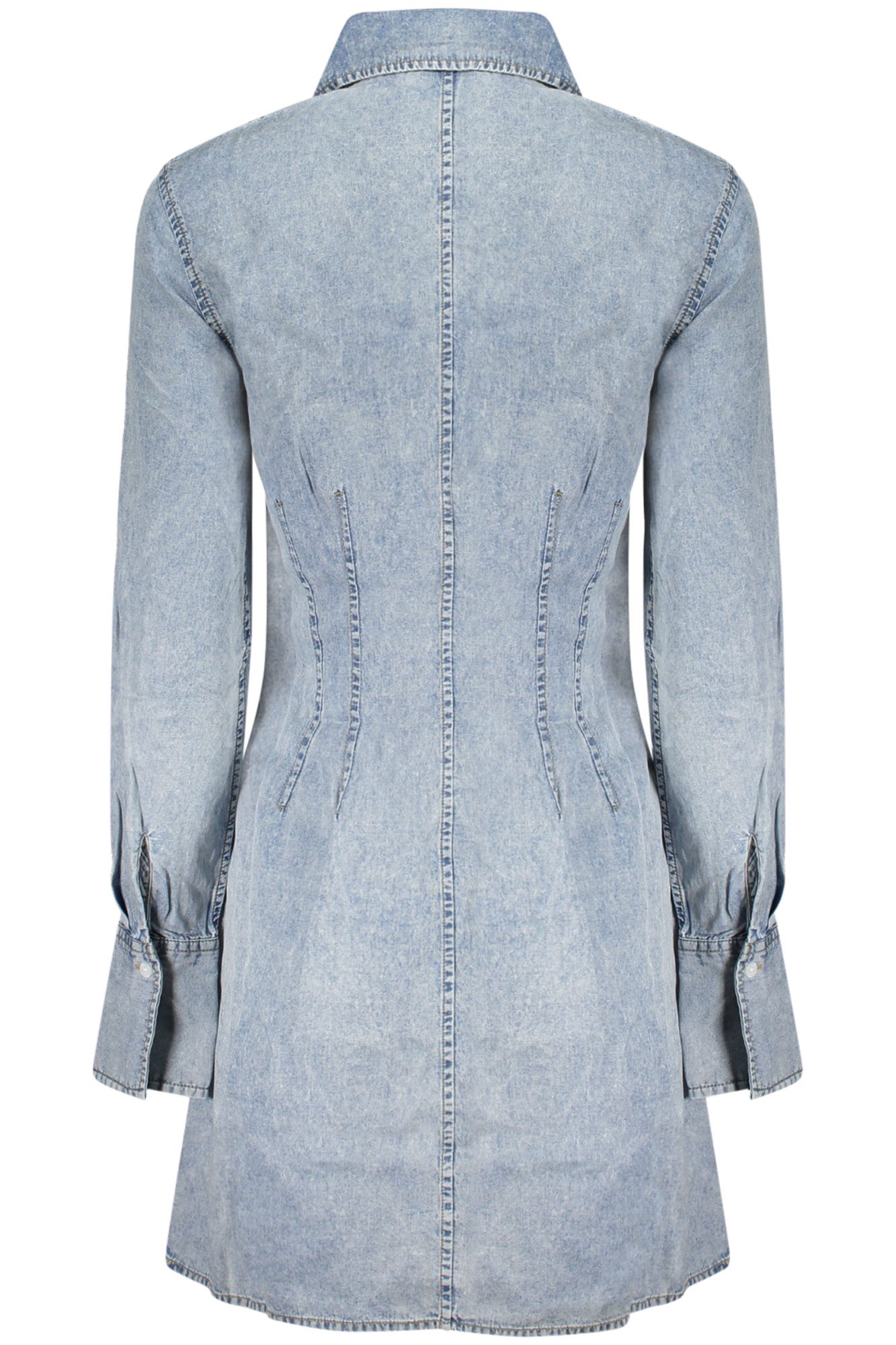 Desigual Partykleid Kurzes Damenkleid Blau aus Leinen mit langem Arm & Reißverschluss