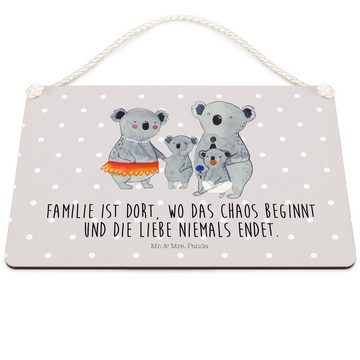 Mr. & Mrs. Panda Hinweisschild Koala Familie - Grau Pastell - Geschenk, Holzschild, Koalas, Kinder, (1 St)
