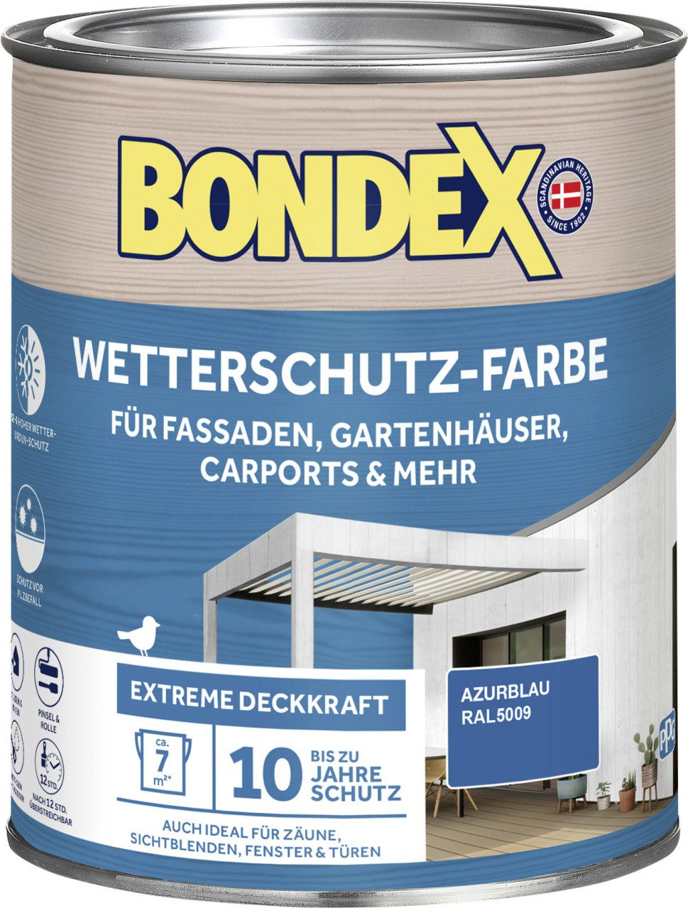 Bondex Holzschutzlasur Bondex Wetterschutzfarbe 0,75 L azurblau