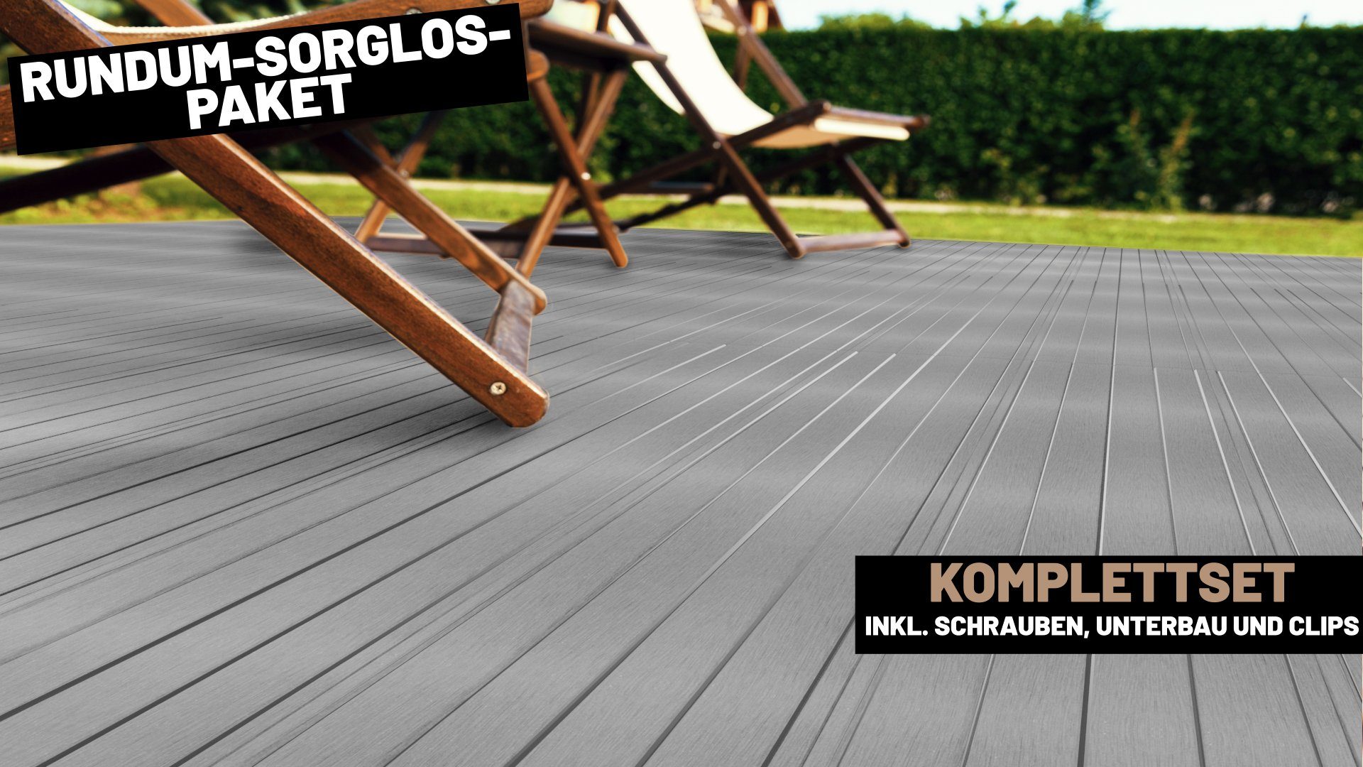 Endorphin Terrassendielen ® 8m² Hellgrau WPC Terrassendielen Komplettset