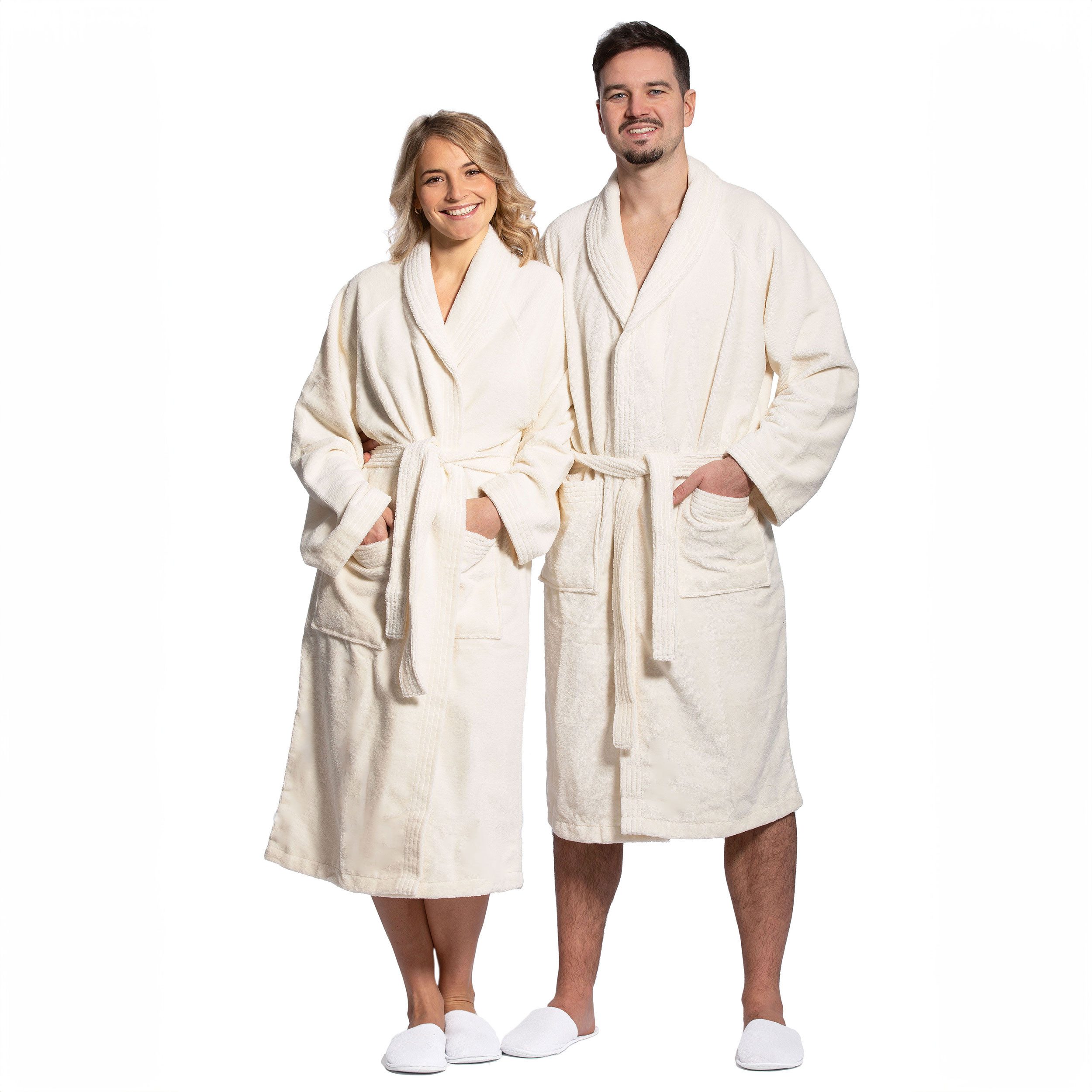 ZOLLNER Unisex-Bademantel, 50% Polyester, 50% Baumwolle, Schalkragen, Gürtel, 50% Polyester, 50% Baumwolle, für Damen und Herren, verfügbar in S-XXL