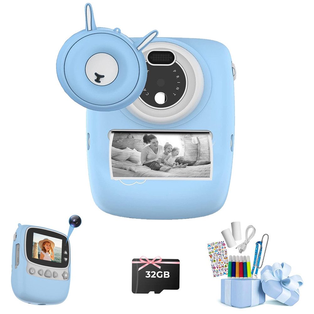 Fine Life Pro PB01 Kinderkamera (30 MP, WLAN (Wi-Fi), HD 1080P Sofortbildkamera Selfie Digitalkamera)