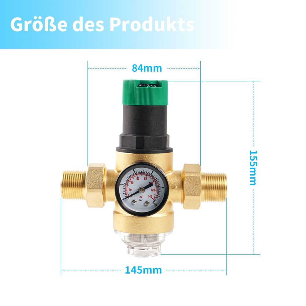 JOYOLEDER Wasser-Druckminderer mit Manometer, Wasserfilter DN15 günstig online kaufen