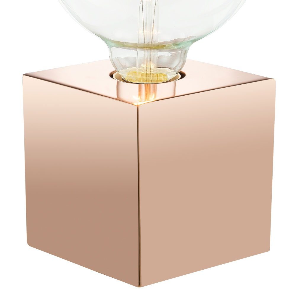 NOWA Tischleuchte, Leuchtmittel nicht inklusive, Tischlampe Retro Tischleuchte kupferfarben Schlafzimmerlampe H 10 cm
