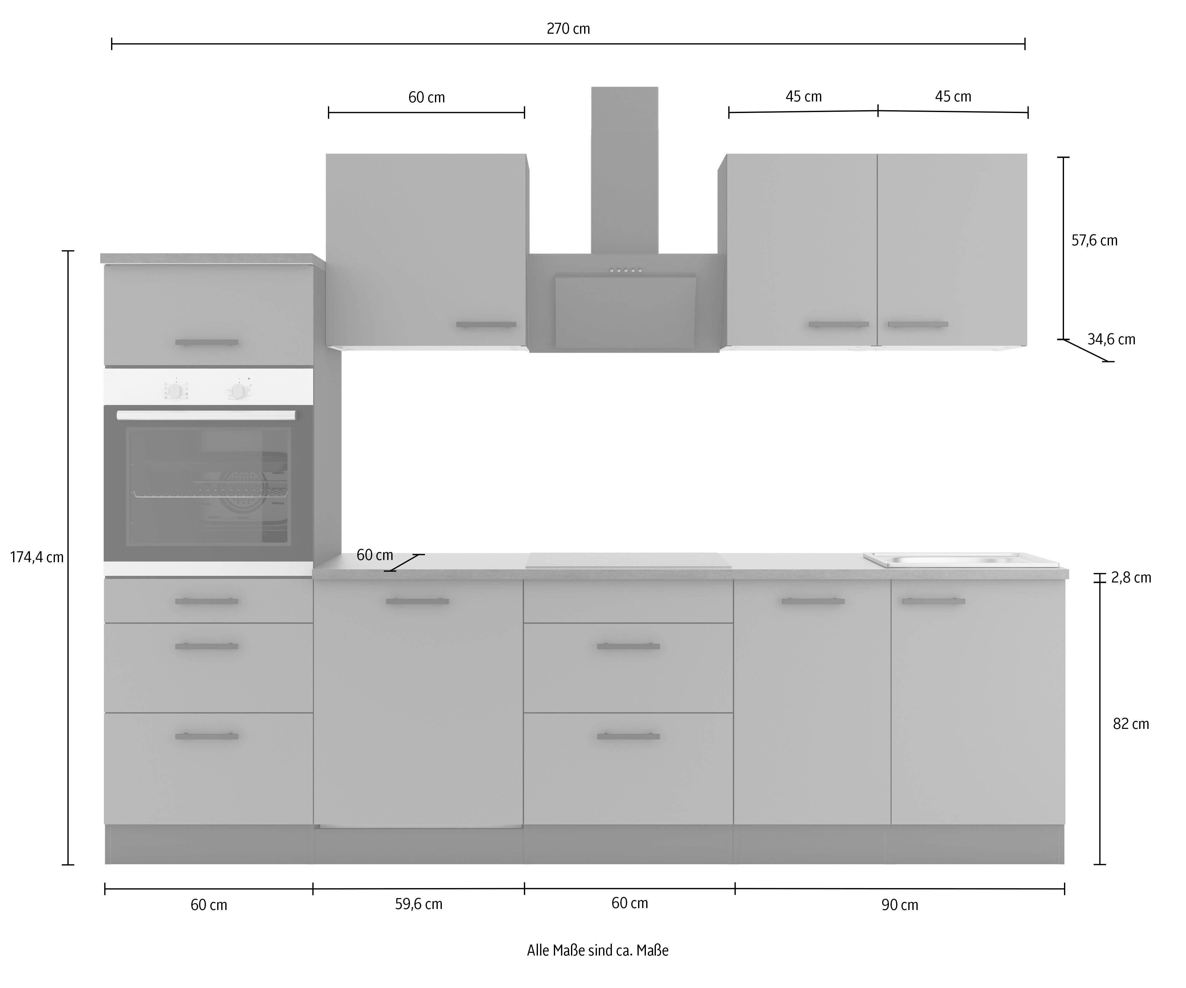 OPTIFIT Küche Bella, Breite 210 cm, wahlweise mit E-Geräten