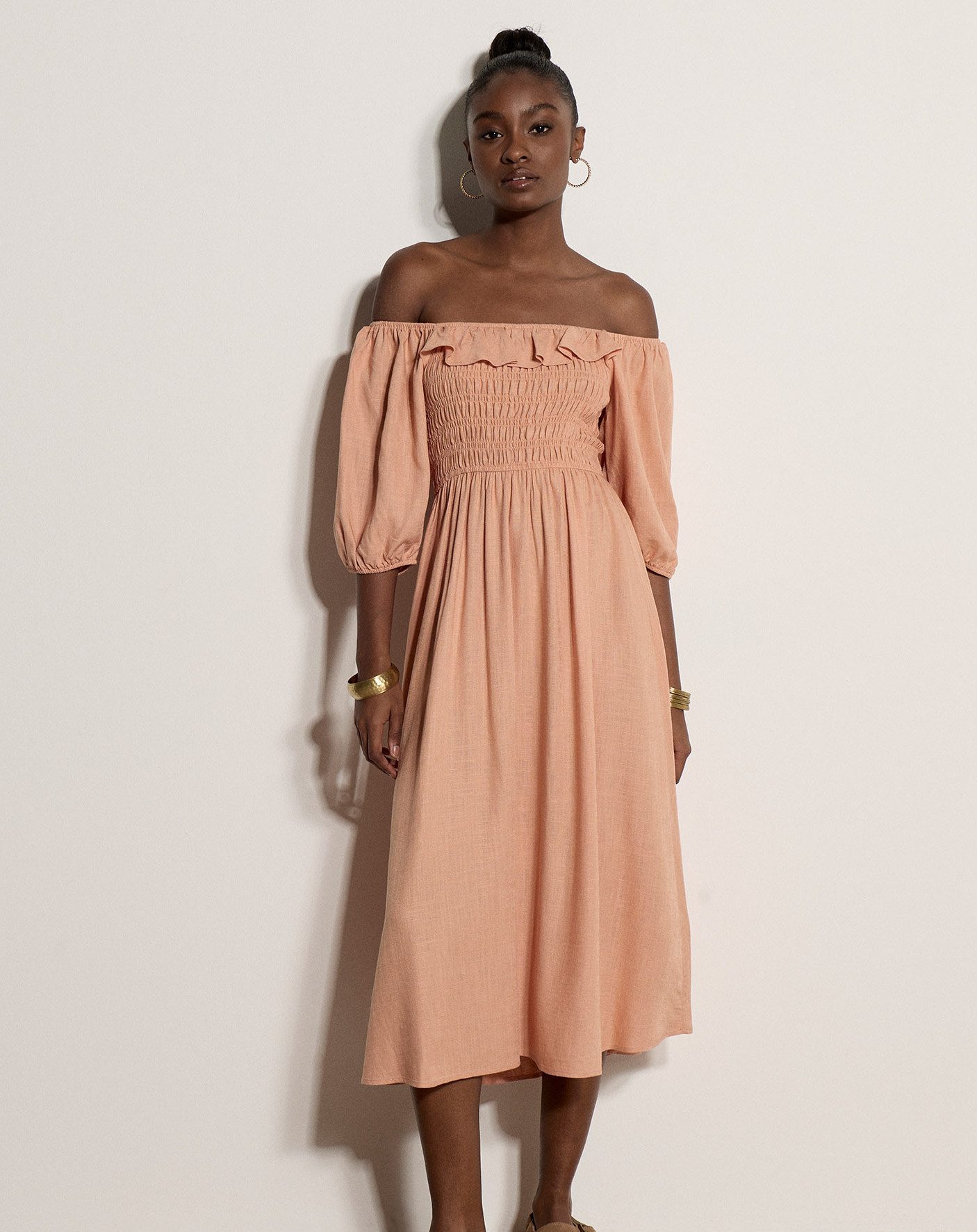 Maxikleid Langes Kleid mit Bardot-Ausschnitt