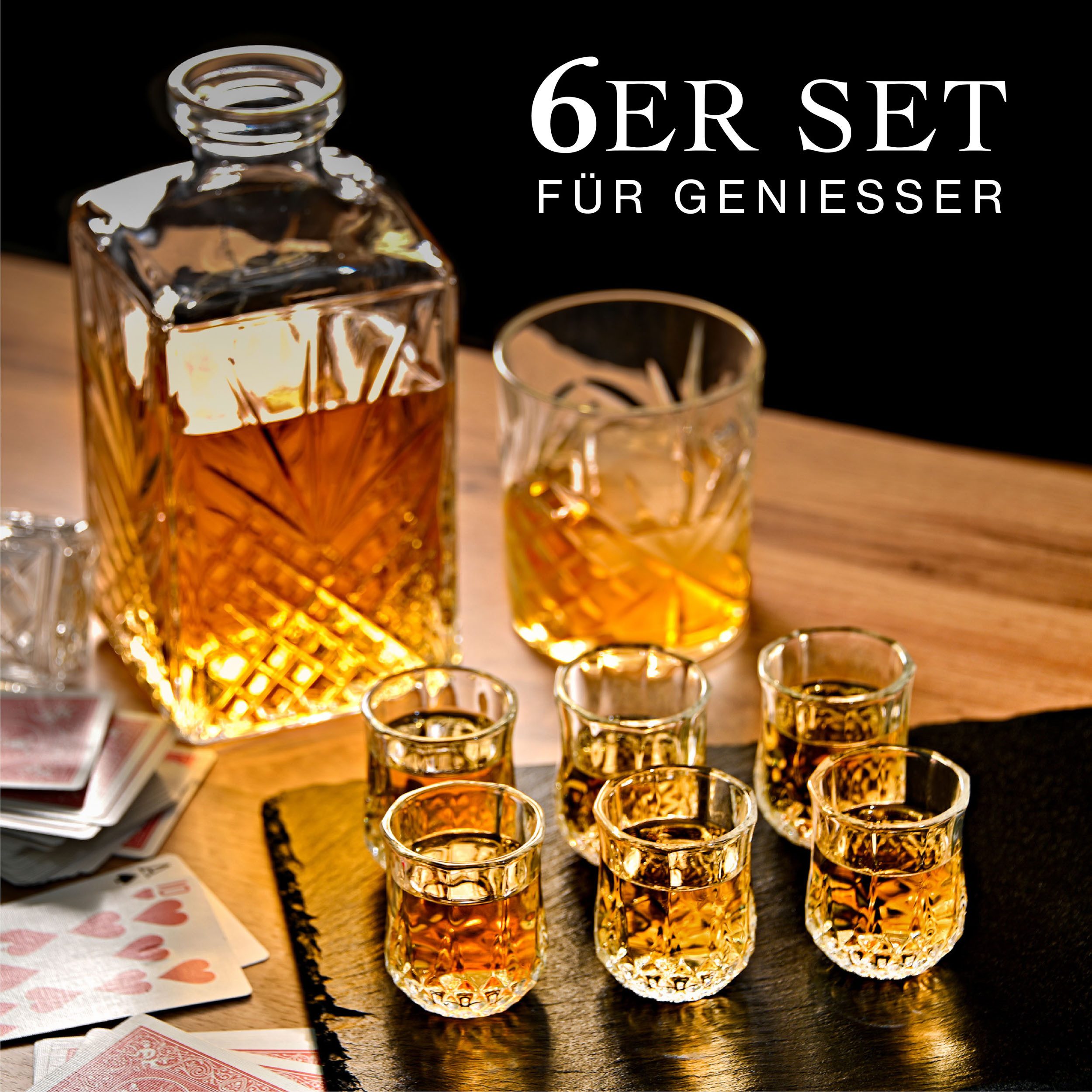 Praknu Schnapsglas 6 Schnapsgläser aus Kristall Glas 4cl - Spülmaschinenfest - Standfest, 6-tlg., Kristallglas, Spülmaschinenfest - Standfest dank dickem Boden - Vintage Design