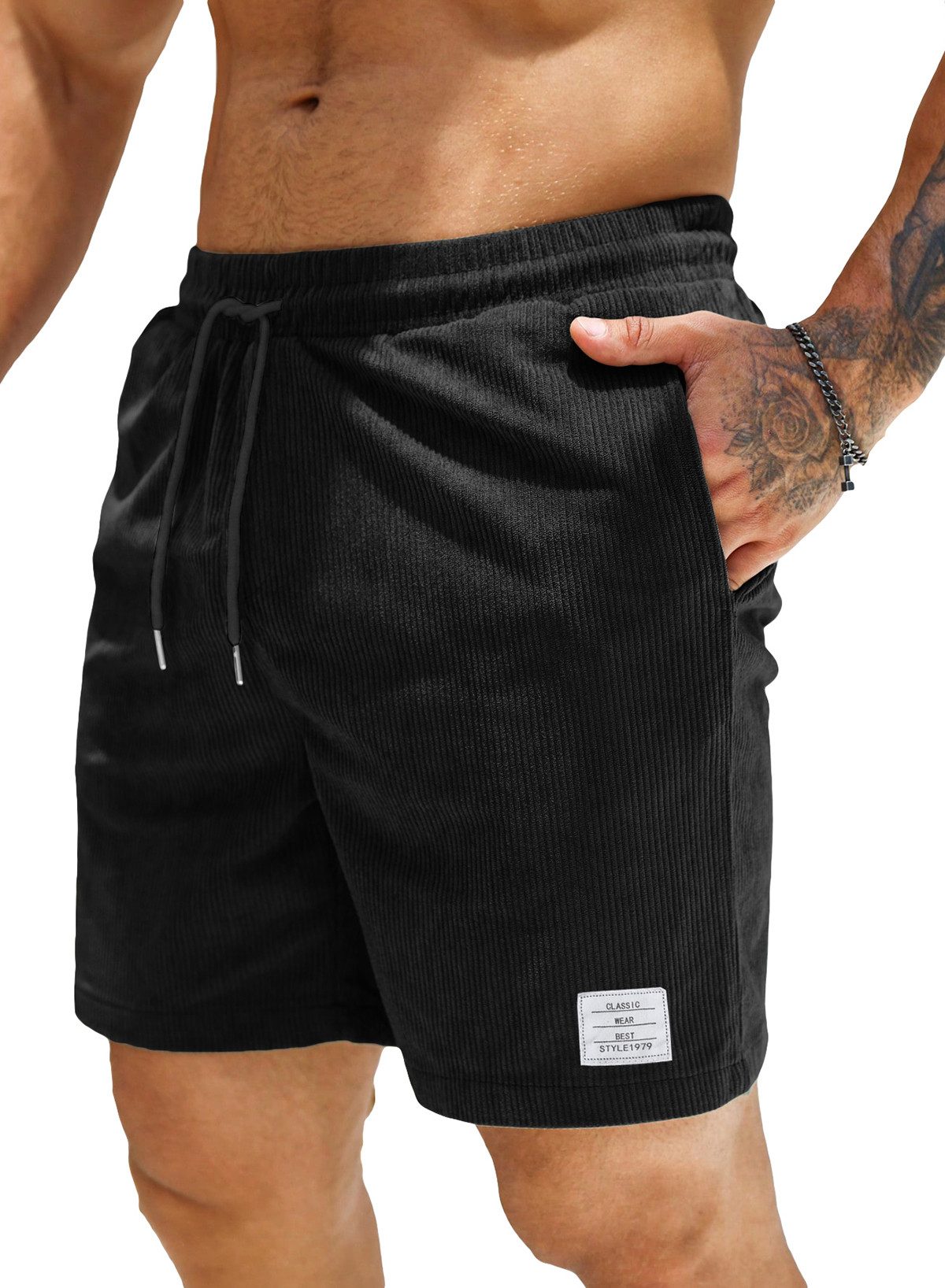 JMIERR Shorts Herren Corduroy Kurze Hosen Shorts mit Taschen Sommer Casual (Shorts) mit elastischem Bund