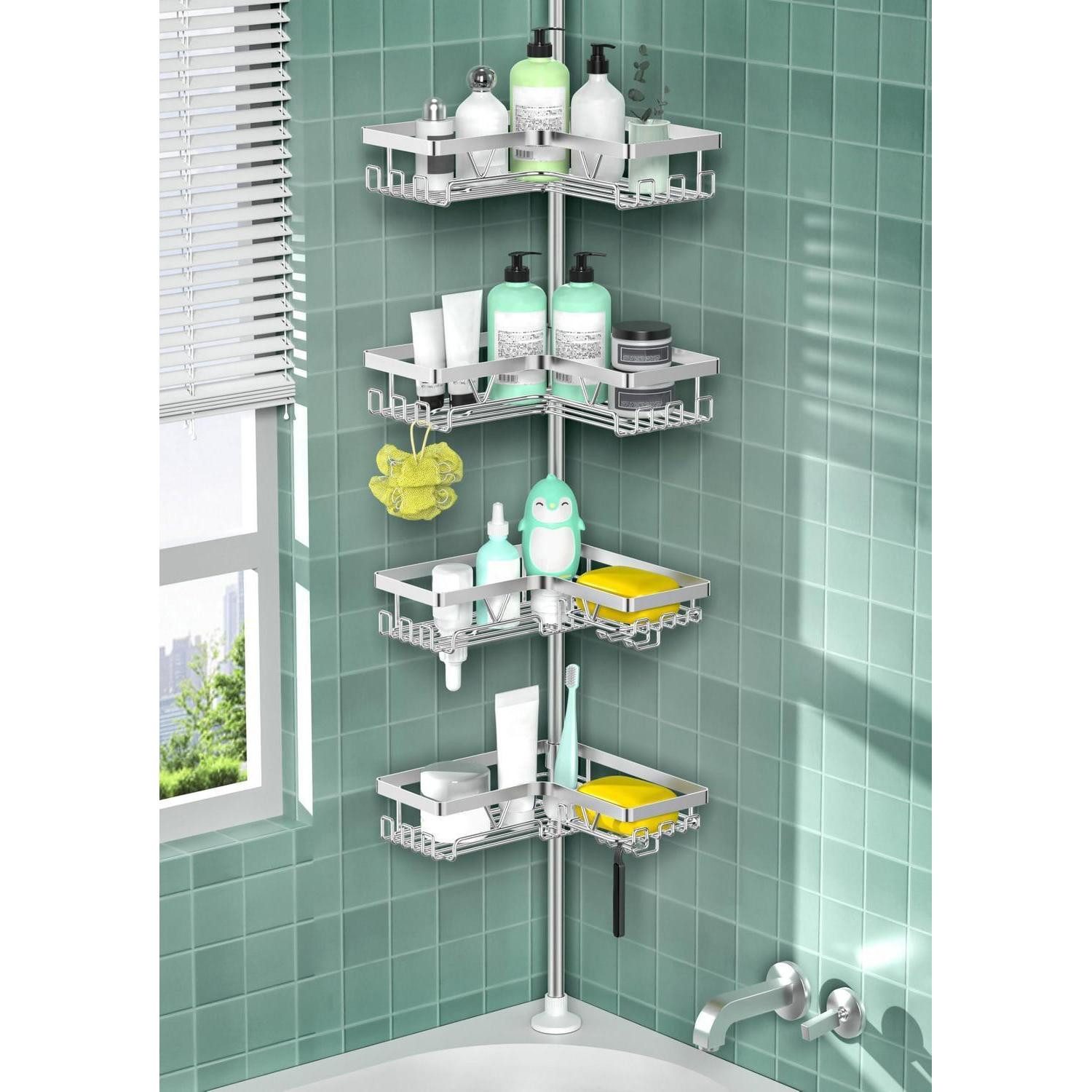 LuxusKollektion Teleskopregal Duschregal Teleskop Edelstahl Silber 25-114 Zoll, 1-tlg.