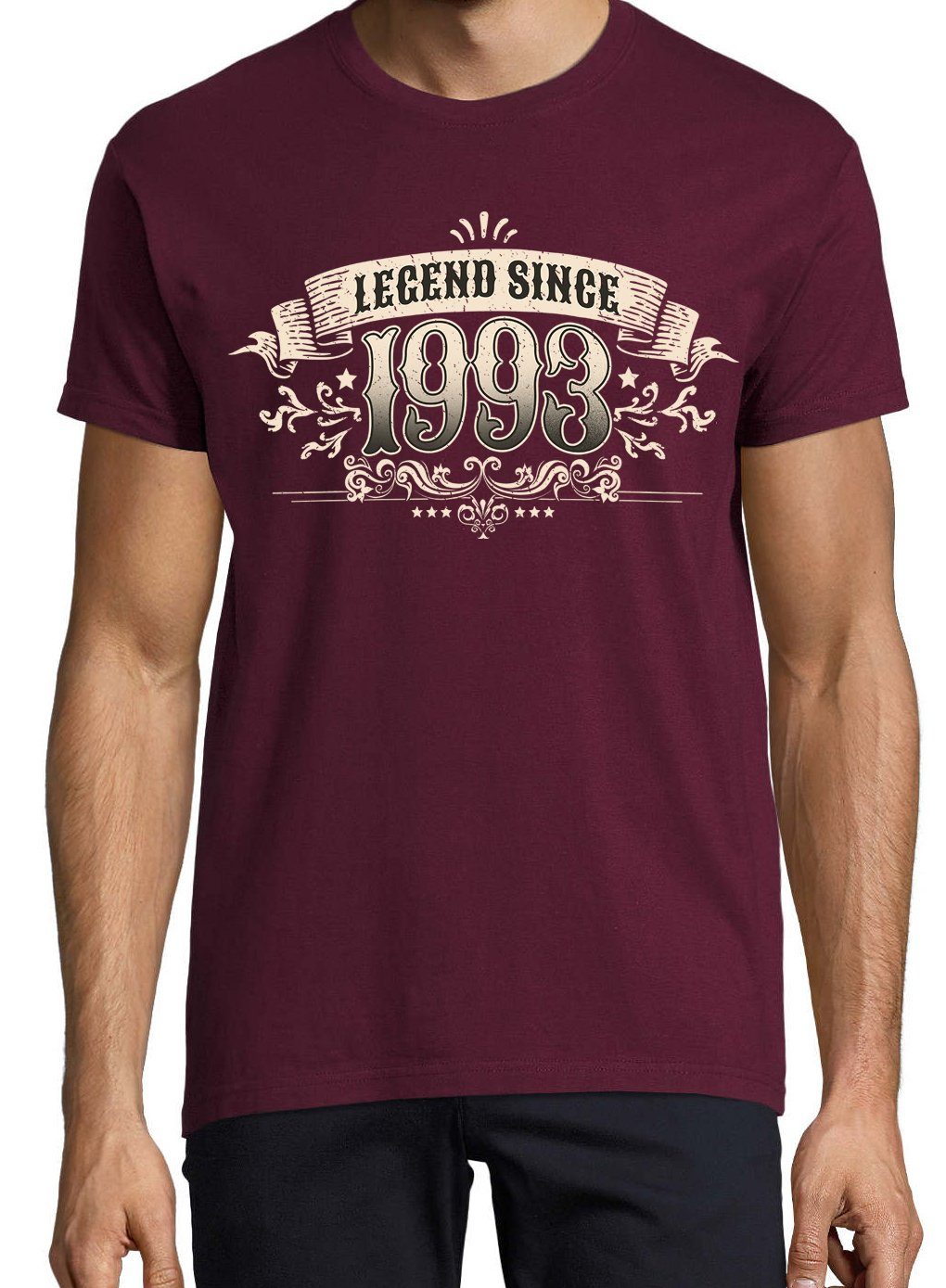 Youth Designz mit T-Shirt 1993" Since trendigem Herren Frontprint Burgund Shirt "Legend