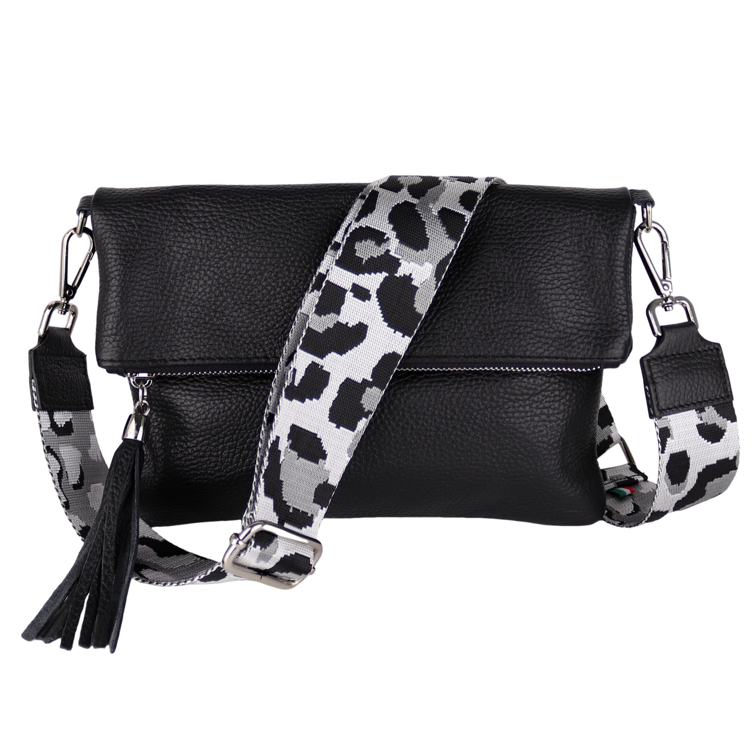 MIRROSI Umhängetasche Damen, Crossbody Bag, Echtleder Made in Italy (1 Tasche 2 Gurte oder Basic Version 1 Tasche 1 Gurt, verstellbaren Schulterriemen), 26x18x2cm (BXHXT)