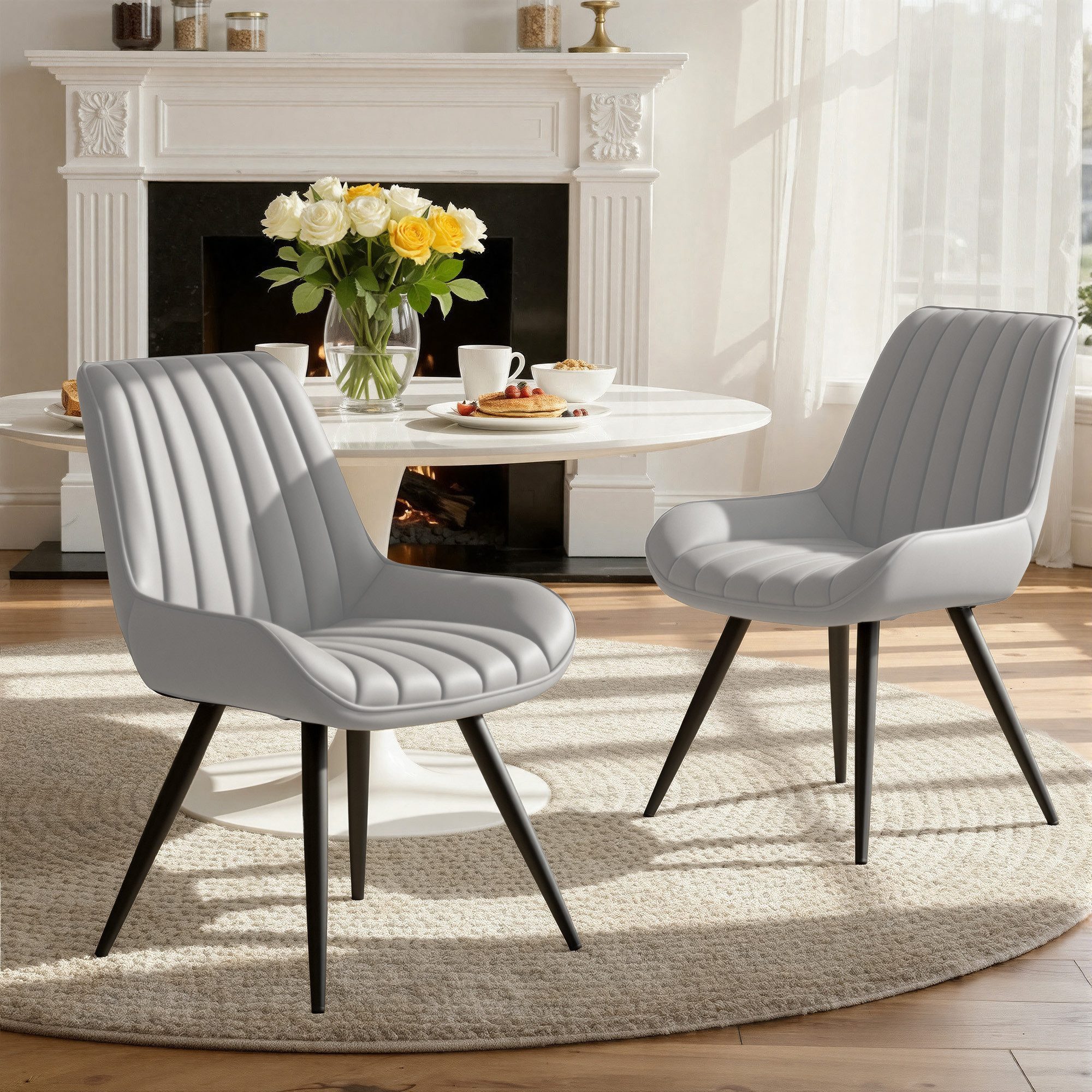 HawthyHome Esszimmerstuhl Stuhlset – Polsterstühle, Moderner Küchenstuhl (2 St), mit Ergonomischer Rückenlehne und Metallbeinen