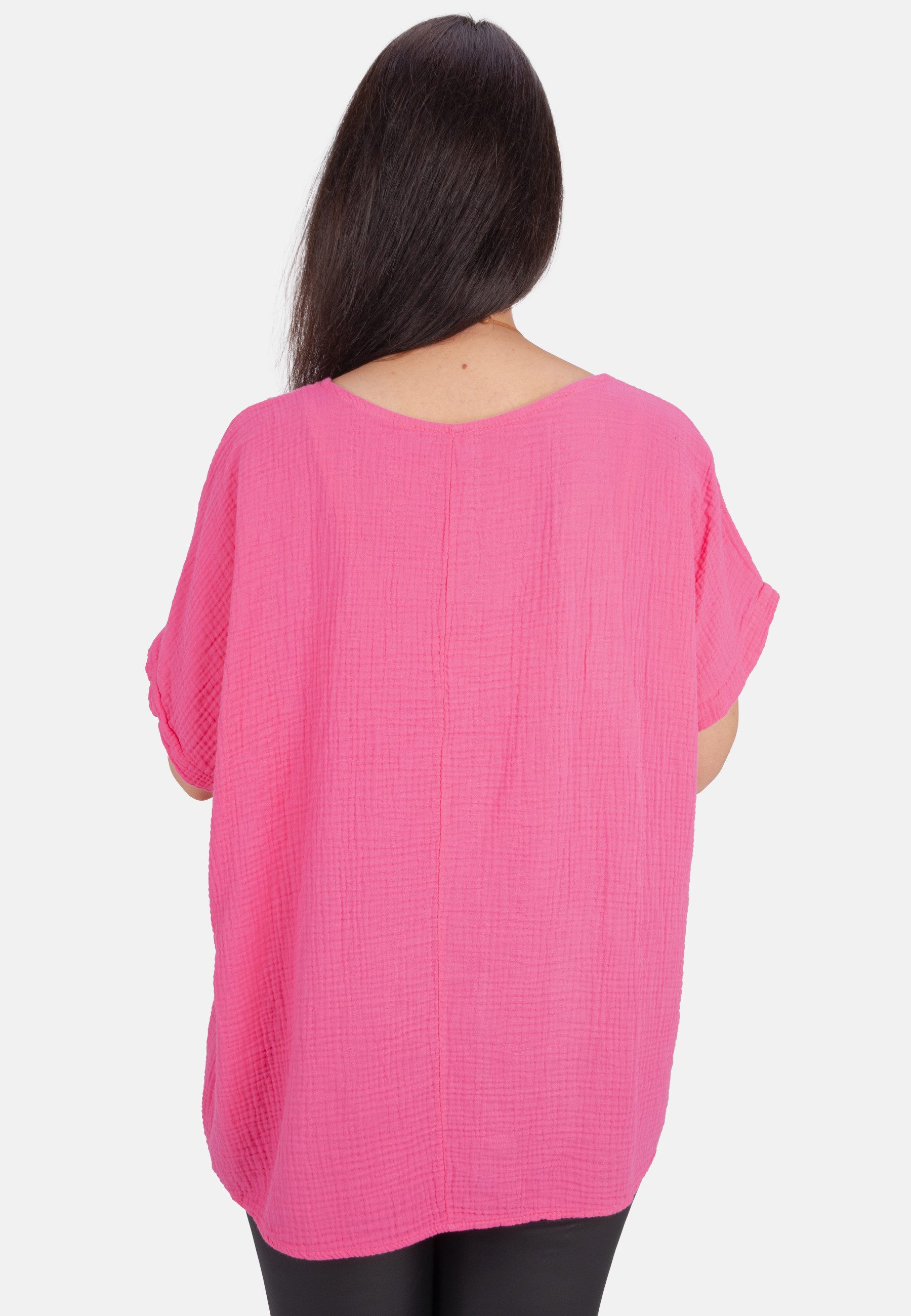 Seasons of April Klassische Bluse GIORGIA MUSSELIN OVERSIZED Damen Musselin Bluse Shirt, Oversized, leicht luftig + individ. Kette