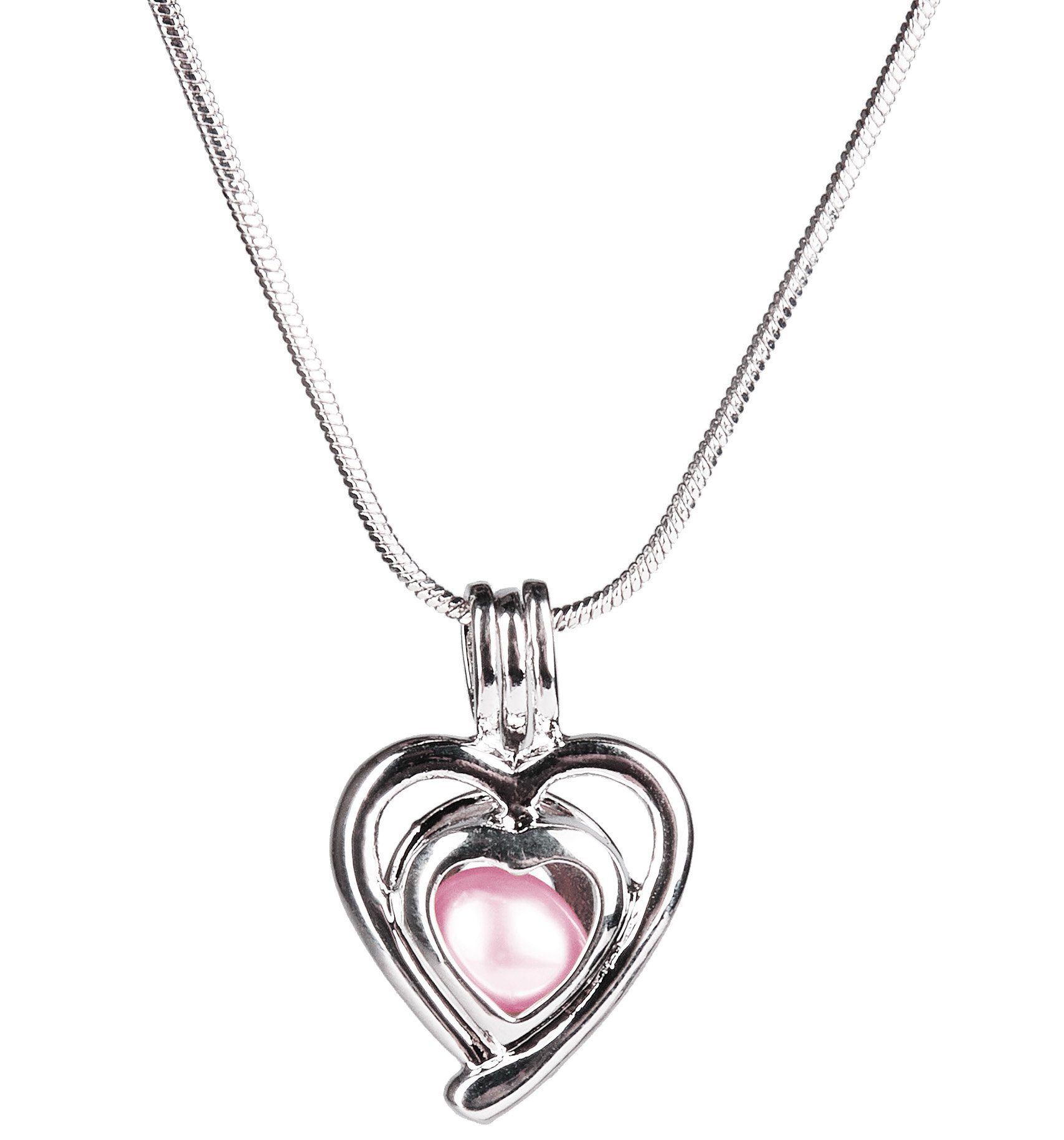 BRUBAKER Perlenketten-Set Wunschperle - Love Pearl (Muschel mit echter Perle als Schmuck Geschenkset - Liebe, Set), Halskette mit Silber Herz Anhänger – Bild 3 von 5