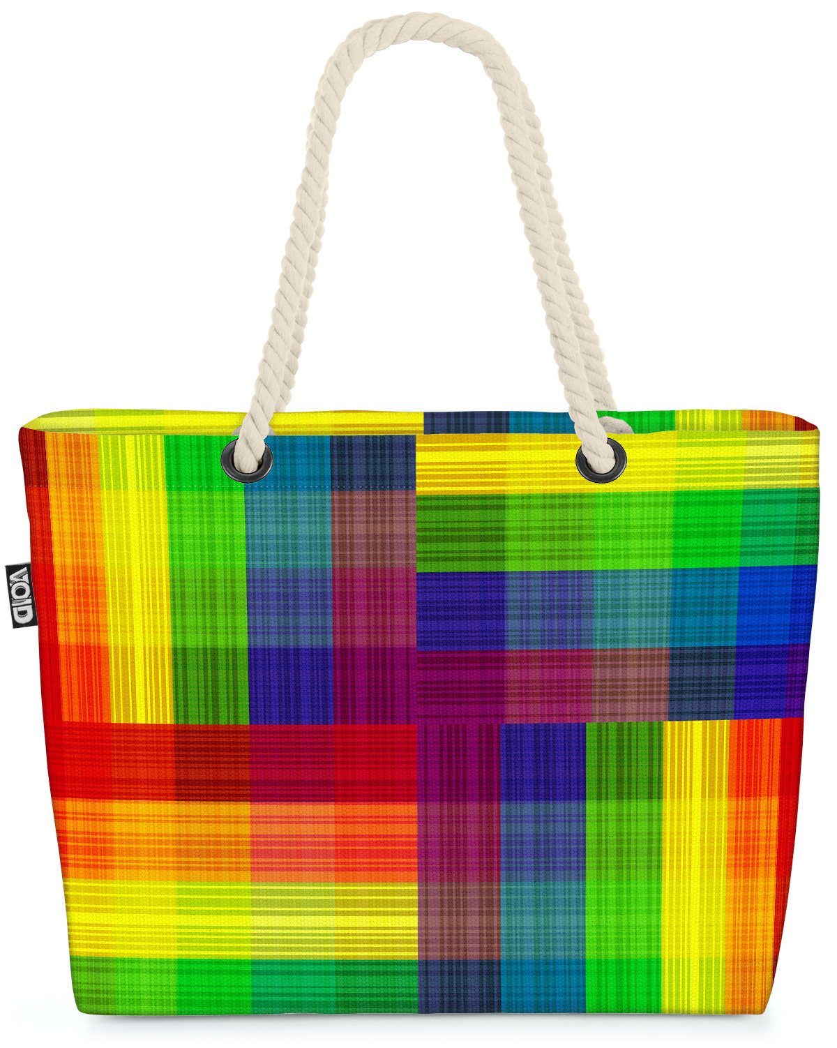 VOID Strandtasche (1-tlg), Regenbogen Pride Muster Karo kariert Farben Gay pride flag parade clu