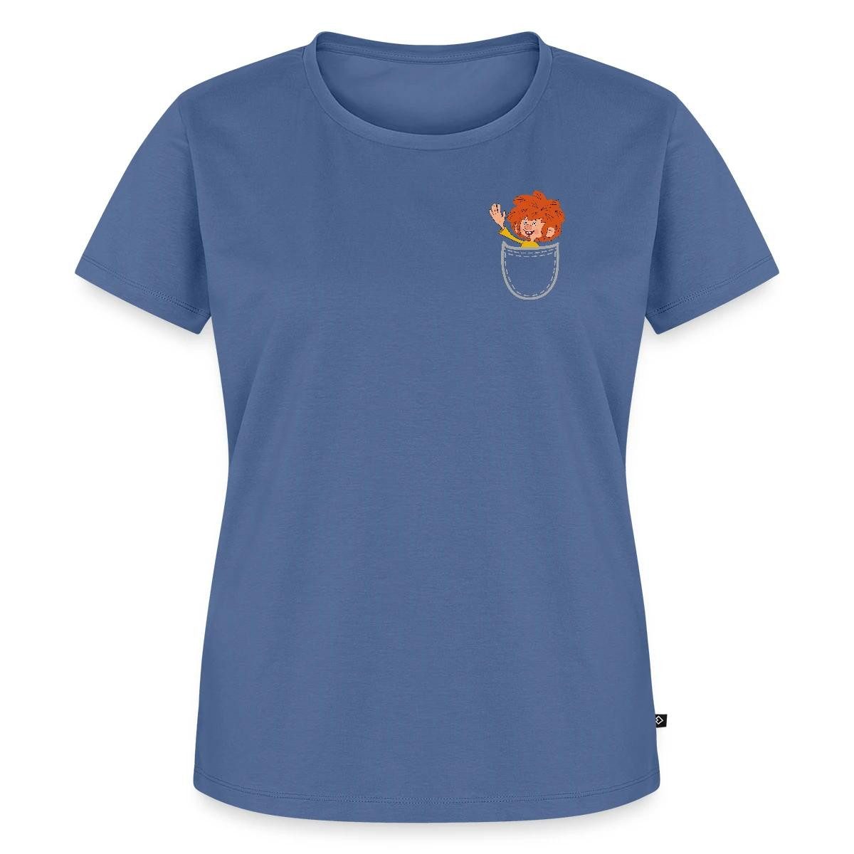 Spreadshirt T-Shirt Pumuckl Fröhlich Winkendend Brusttasche Frauen Premium T-Shirt (1-tlg) Fällt klein aus. Wir empfehlen, eine Größe größer zu bestellen.