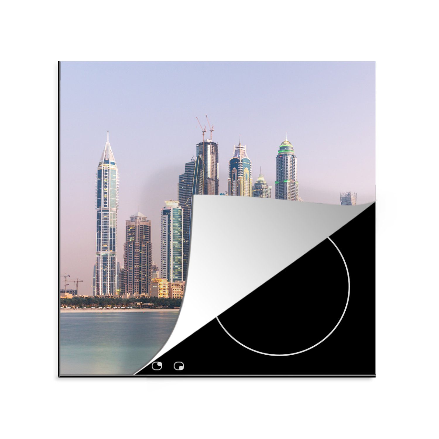78x78 Wasser MuchoWow Ceranfeldabdeckung, (1 Dubai für Arbeitsplatte - Skyline, Vinyl, Herdblende-/Abdeckplatte cm, küche - tlg),