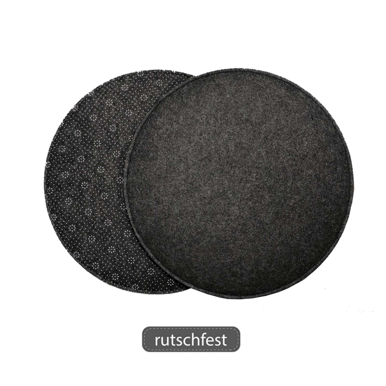 VOSSBACH Sitzkissen Stuhlkissen Set Sitzauflage Filzkissen, Filz Rund Ø 35 cm mit Antirutschnoppen