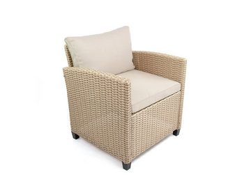 bellavista - Home&Garden® Gartenlounge-Set Rattan Lounge Madeira III bicolor (braun/beige), (Set, 6-tlg), 2-Sitzer Sofa: 124x67x74cm, Sessel: 67x66x74cm, Tisch 90x55x46cm