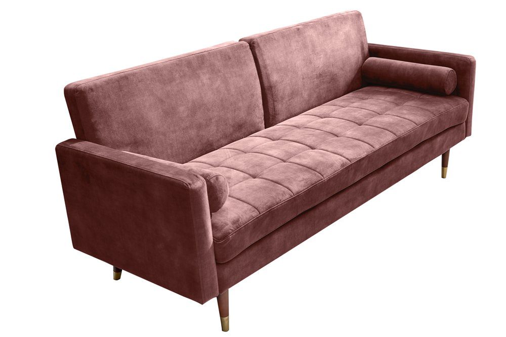 COUTURE Schlafsofa Teile, · riess-ambiente / 196cm · Wohnzimmer Microvelours 1 braun, Bettfunktion Einzelartikel altrosa