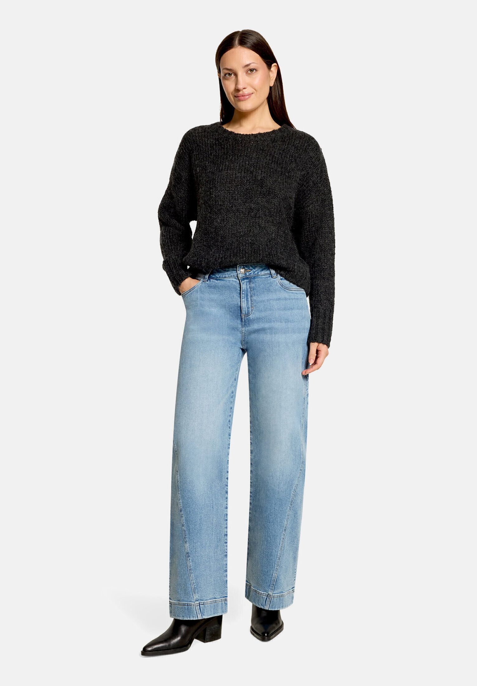 Cartoon Strickpullover Damen mit Rundhalsausschnitt (1-tlg)