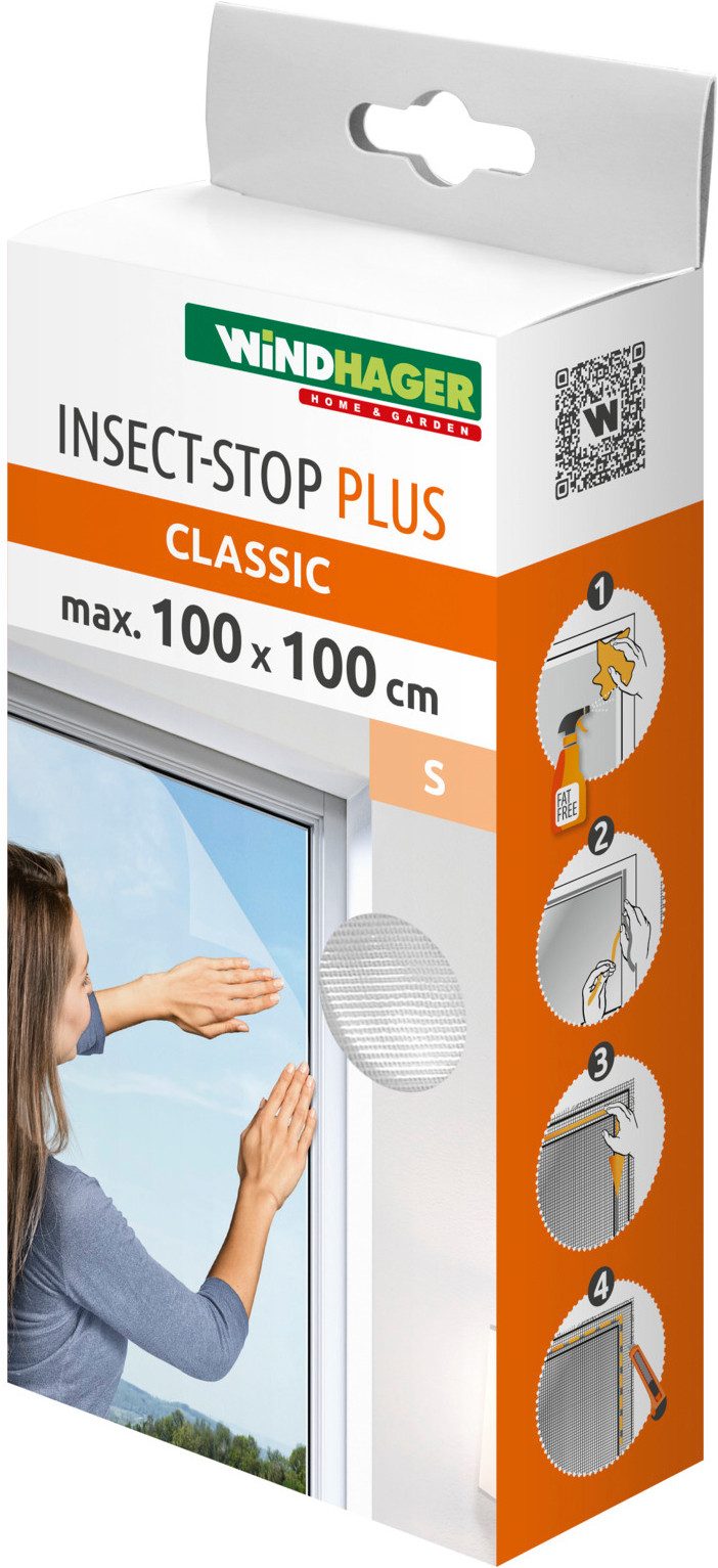 Windhager Moskitonetz Plus für Fenster, Klettband Insektenschutz ohne bohren, 100 x 100 cm (1 St), Insektenschutzgitter, Moskitonetz erhältlich in anthrazit oder weiß