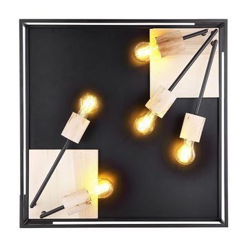 etc-shop Deckenstrahler, Leuchtmittel nicht inklusive, Deckenlampe Retro Holzleuchte Deckenleuchte schwarz