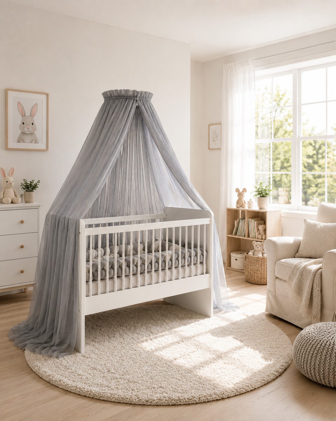 Baby Fancyroom Betthimmel Betthimmel aus 12 Meter Tüll aus 1. Klasse für Kinderbett Gitterbett, Himmel für Babybett Kinderbett