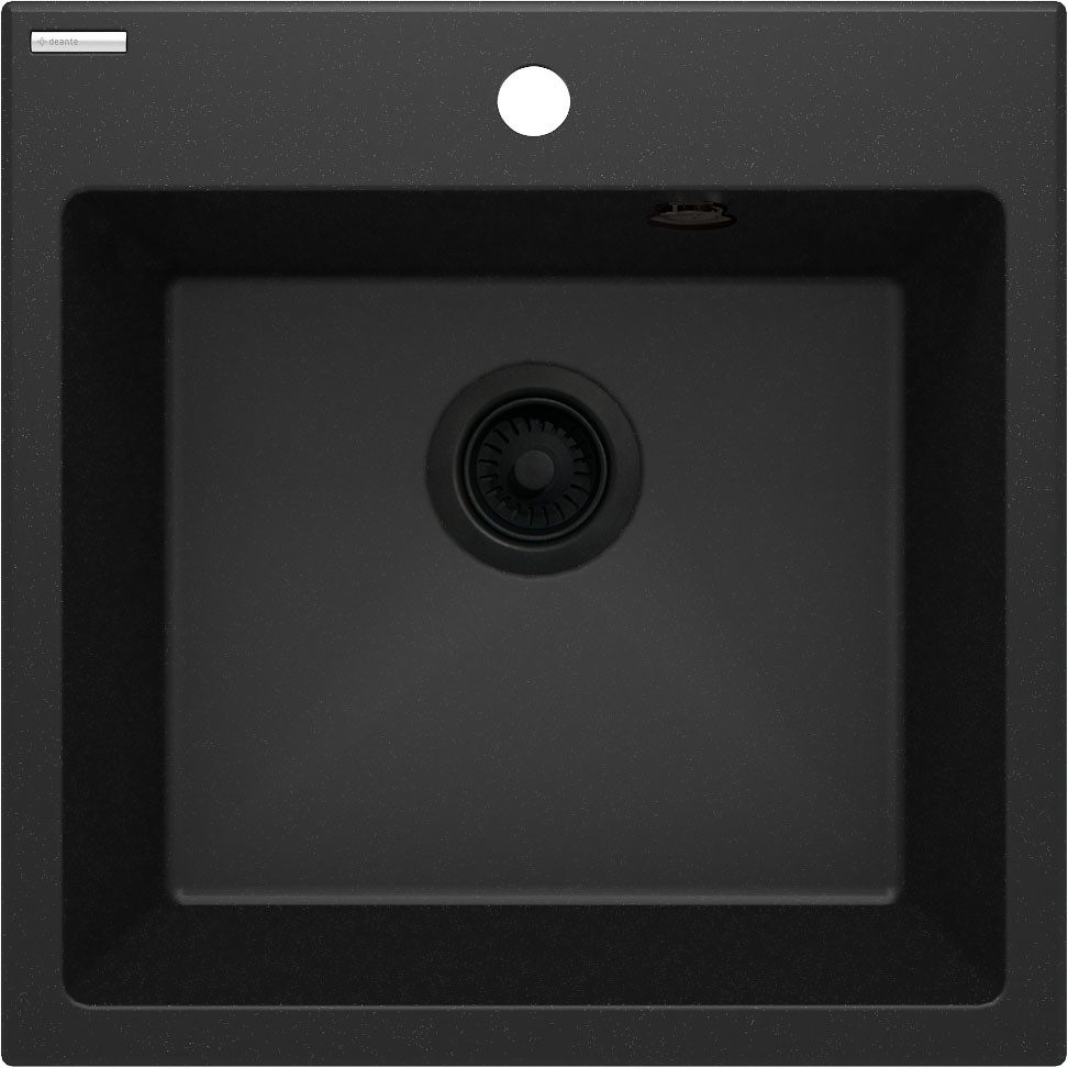 Deante Granitspüle Graphit Metalic Granitspülbecken "Evora" 50cm, 50/50 cm, (Komplett-Set)
