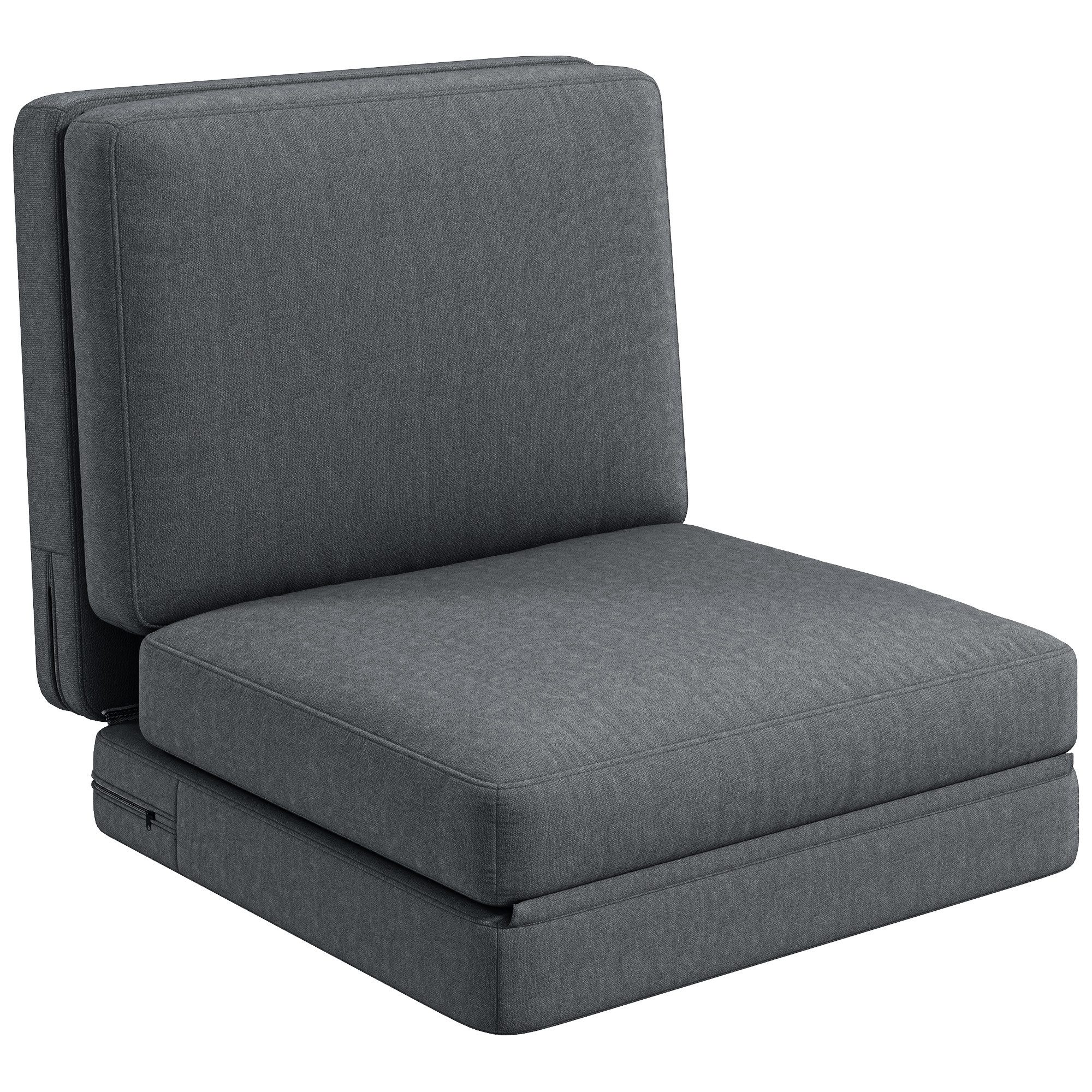 HOMCOM Sitzkissen Bodensofa Klappbar Schlafsofa mit Samtoptik, bis 240 kg belastbar, für Schlafzimmer, Wohnzimmer, Dunkelgrau. Reduzierter Preis € 59,90. Unverbindliche Preisempfehlung € 175,90