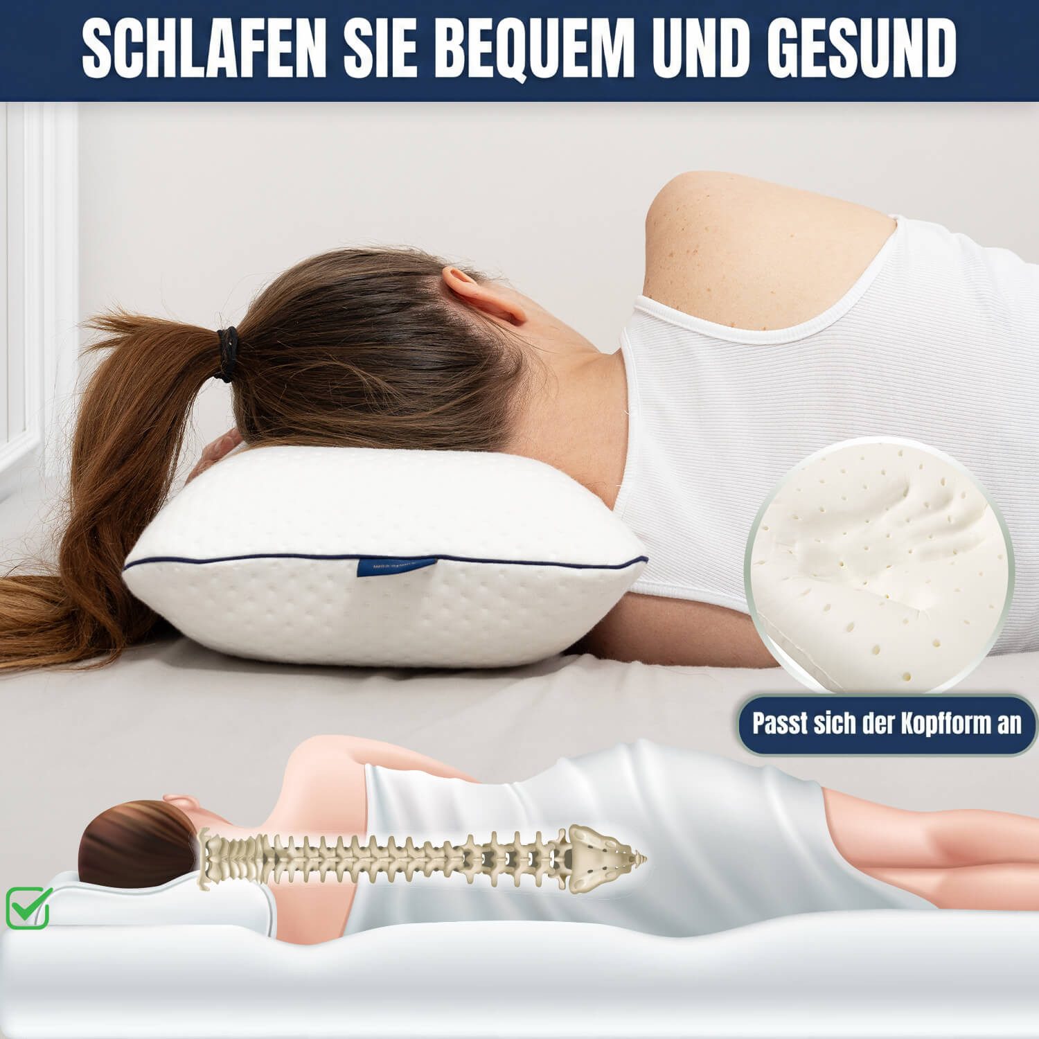 Alkamto Kopfkissen Alkamto Reisekissen Memory-Schaum 40x25x10 cm kompakt mit Tasche, Füllung: 100% Memory-Smart-Schaum, Bezug: Viskose, Seitenschläfer, Bauchschläfer, Rückenschläfer, 100% Baumwolle, Äußerer Bezug: Viskose, Füllung: 100% Viscoschaum
