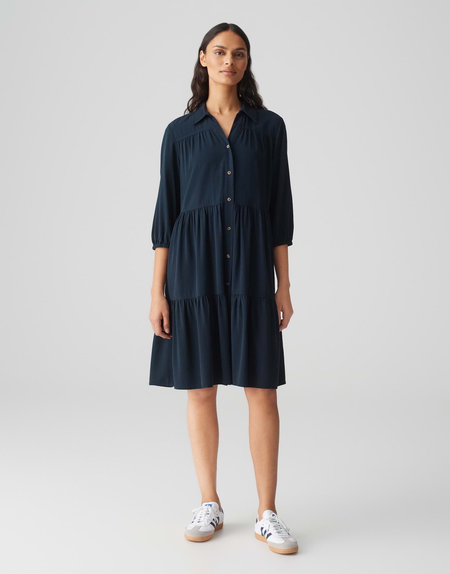 Hemdblusenkleid WIDARA A-Linie aus weichem Lyocell Mix