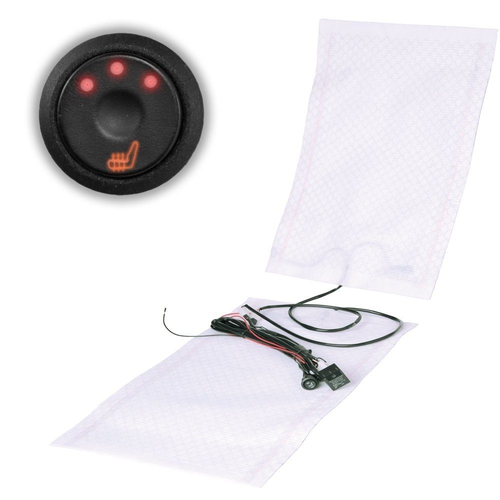 Systafex® Autositzbezug Auto Carbon Sitzheizung Universal Heizmatten Pkw 3x Stufen Schaltung, Komplettset, Sitzheizung mit Verkabelung und Schaltung