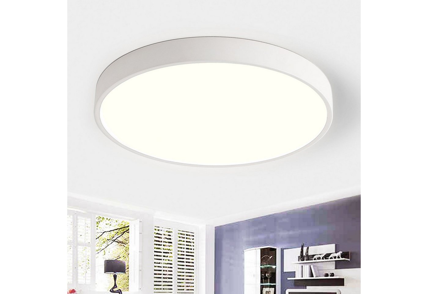 style home LED Deckenleuchte Deckenlampe, 48W-Ø50x4cm, LED fest integriert, Warmweiß 3000K, nicht dimmbar ohne Fernbedienung, für Wohnzimmer Schlafzimmer Büro Küche, Ø50x4cm, Weiß
