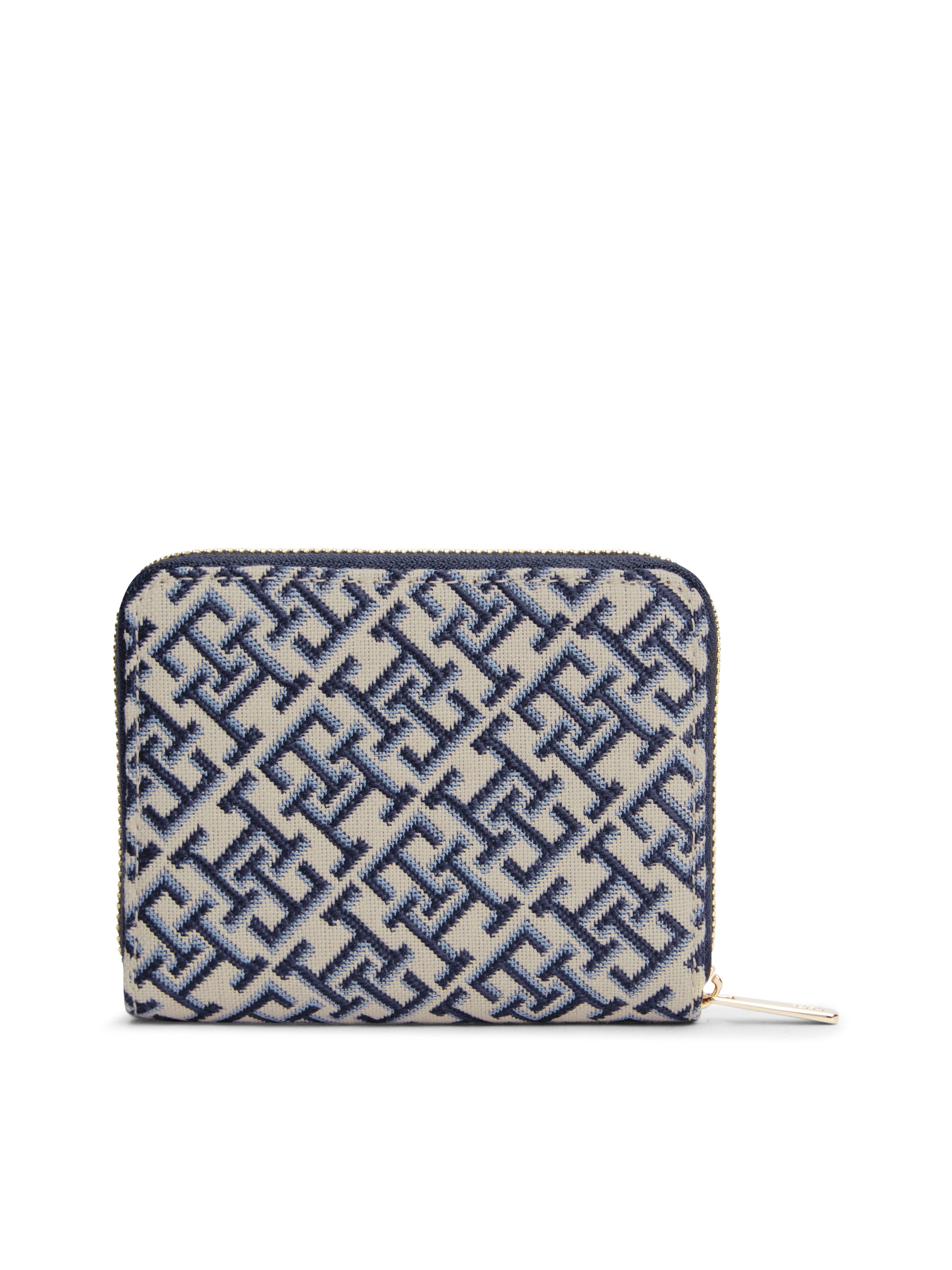 Tommy Hilfiger Geldbörse TH ICON MED ZA W/ FLAP JACQUARD, Damen Geldbeutel, Portemonnaie mit TH-Schmuckelement
