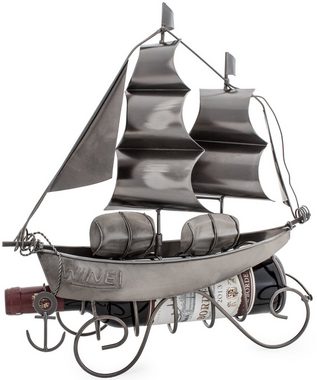 BRUBAKER Weinflaschenhalter Segelschiff Flaschenhalter, (inklusive Grußkarte), Weinhalter Metall Skulptur, Wein Geschenk Schiff