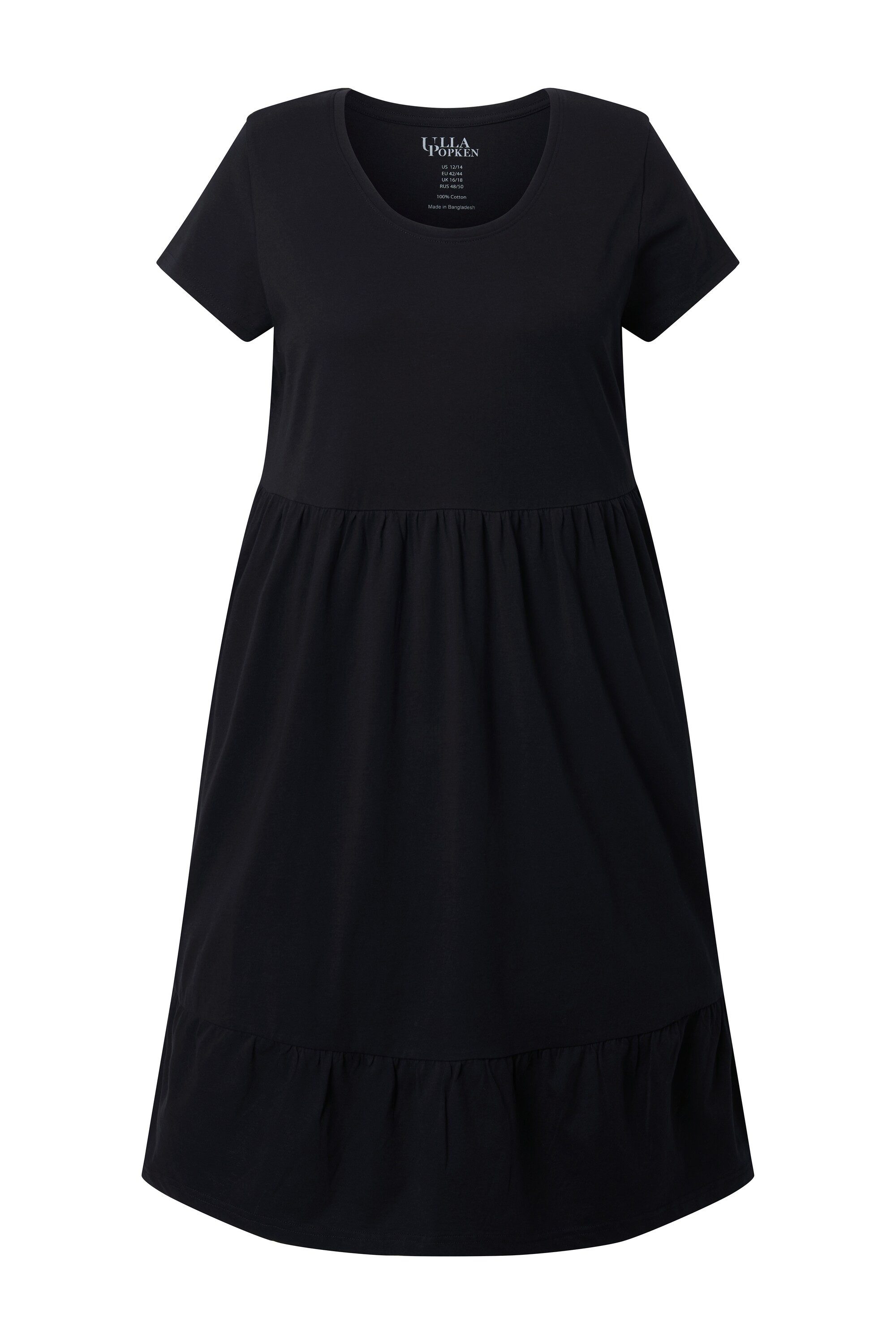 Ulla Popken Midikleid Jerseykleid A-Linie Rundhals Flügel-Halbarm günstig online kaufen