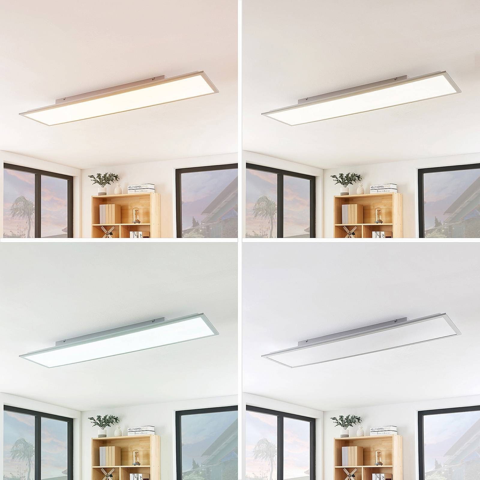 Lindby LED Panel Stenley, LED, Kunststoff Weiß Farbwechsel warmweiß / tageslicht IP20 mit Fernbedienung, LED 36 W gesamt, Farbwechsel warmweiß / tageslicht