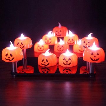 GelldG LED-Christbaumkerzen Kürbis Teelichter Kerzen 12PCS Halloween Kürbis Lichter Kürbis Kerzen